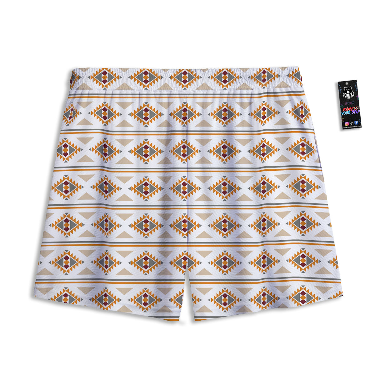Southwestern Native Print Pattern Mesh Shorts