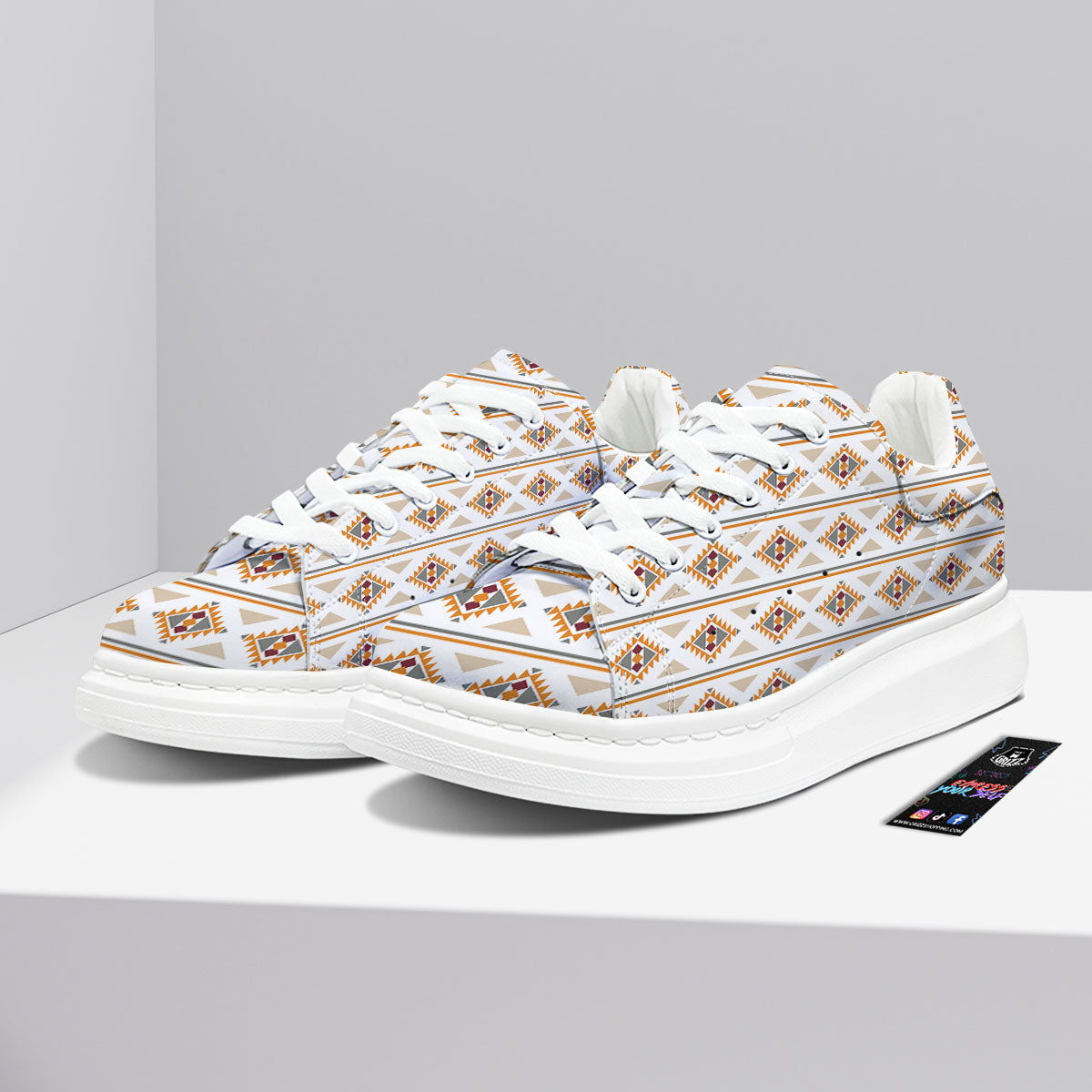 Southwestern Native Print Pattern Platform Shoes-grizzshop