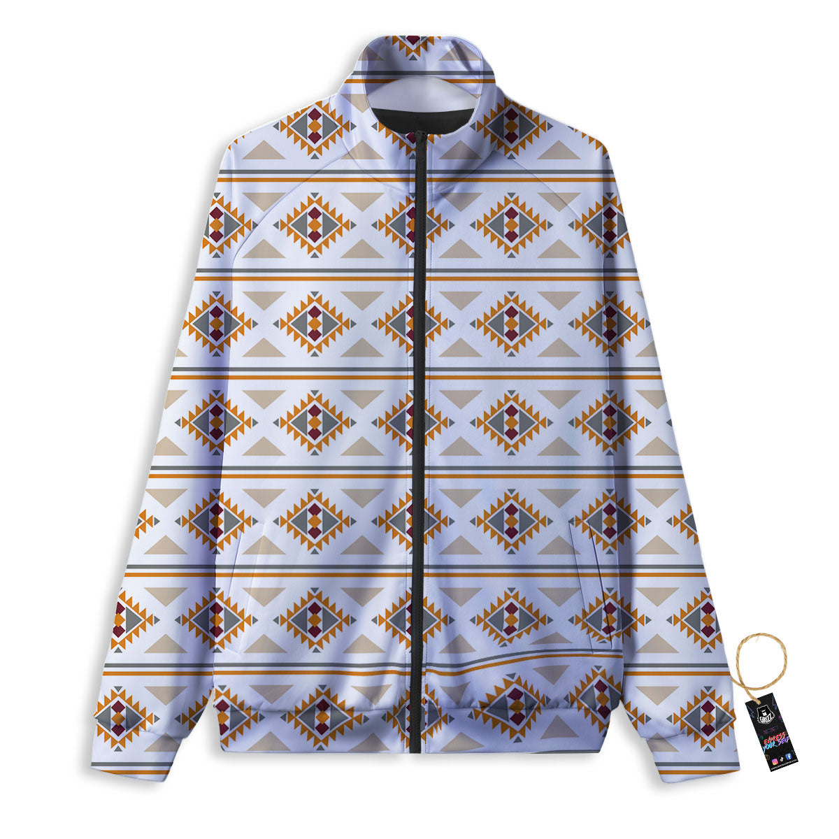 Southwestern Native Print Pattern Track Jacket-grizzshop