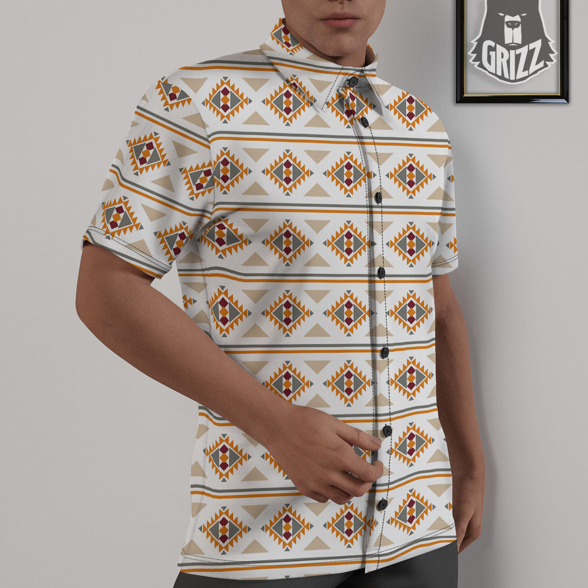 Southwestern Native Print Pattern Untucked Shirts-grizzshop