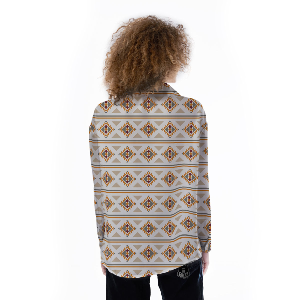 Southwestern Native Print Pattern Women's Long Sleeve Shirts-grizzshop