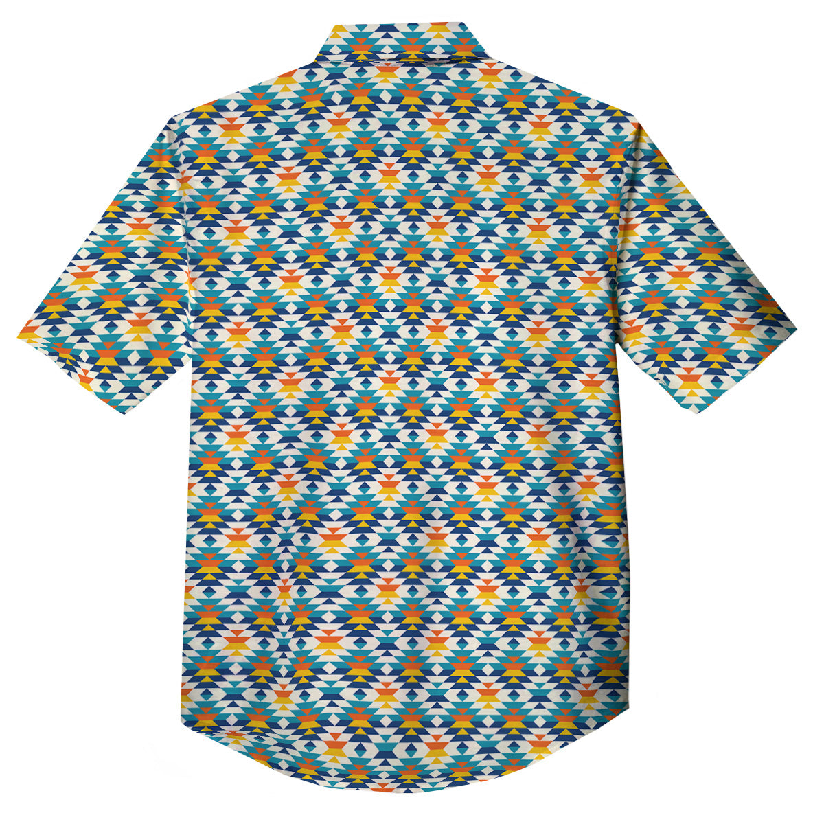 Southwestern Orange And Blue Print Button Up Shirt-grizzshop