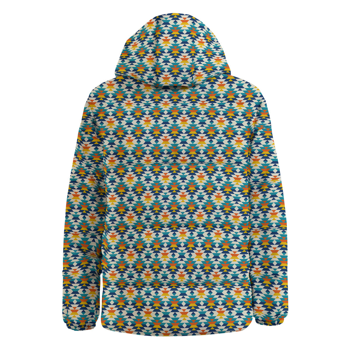 Southwestern Orange And Blue Print Down Jacket-grizzshop