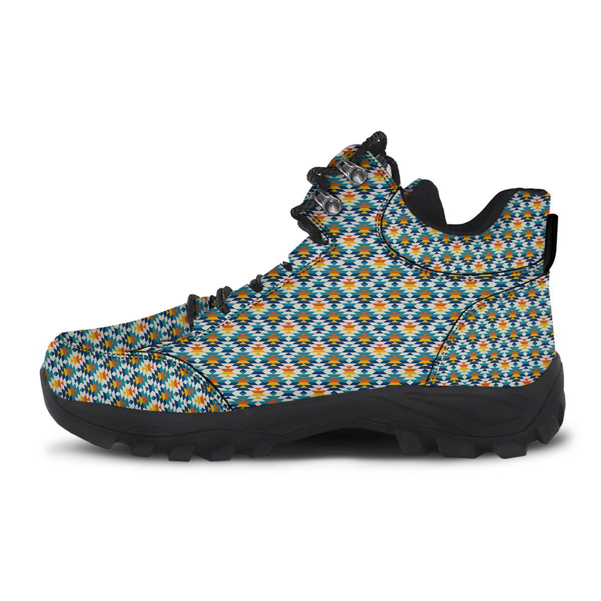 Southwestern Orange And Blue Print Hiking Shoes-grizzshop