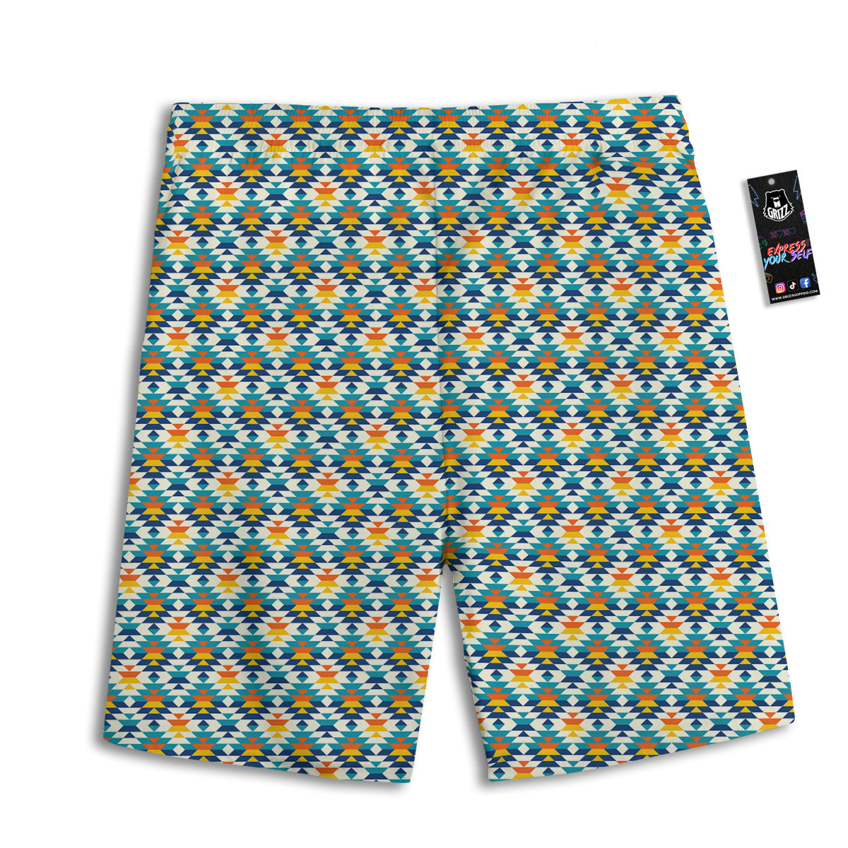 Southwestern Orange And Blue Print Men's Athletic Shorts