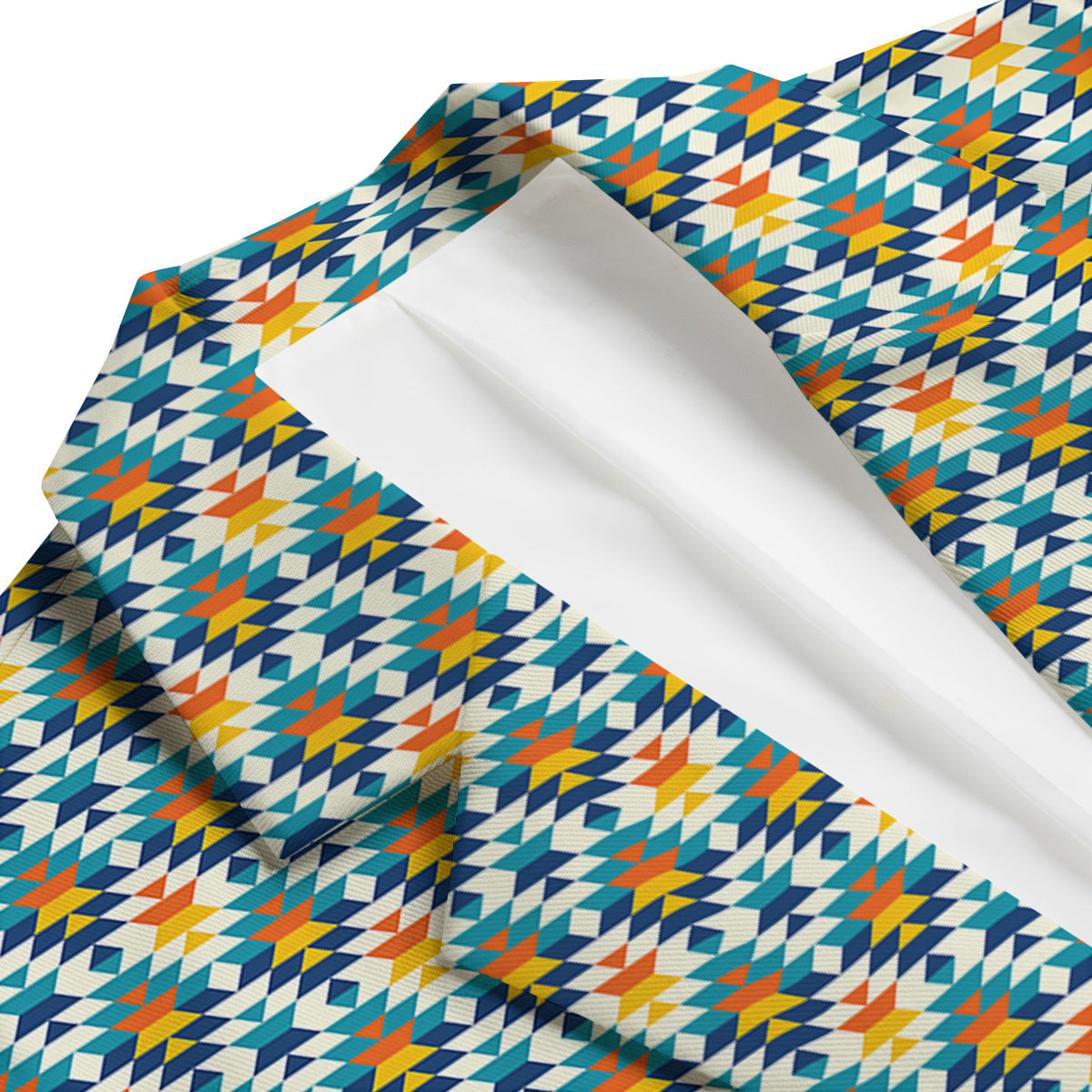 Southwestern Orange And Blue Print Men's Blazer-grizzshop