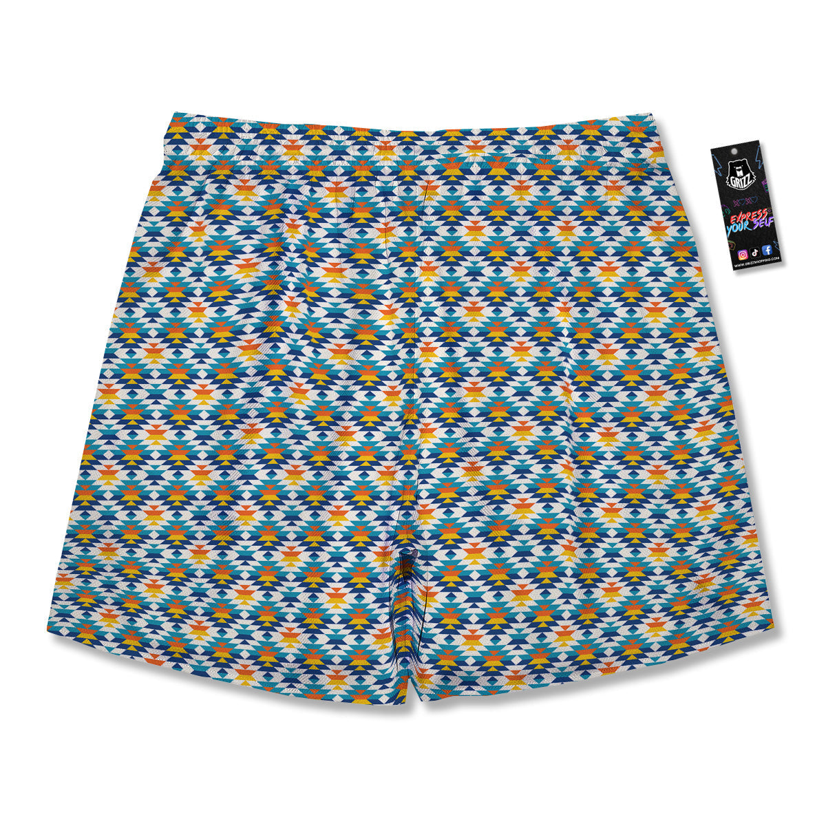 Southwestern Orange And Blue Print Men's Running Shorts-grizzshop