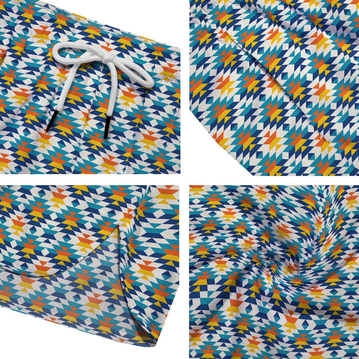 Southwestern Orange And Blue Print Men's Running Shorts-grizzshop