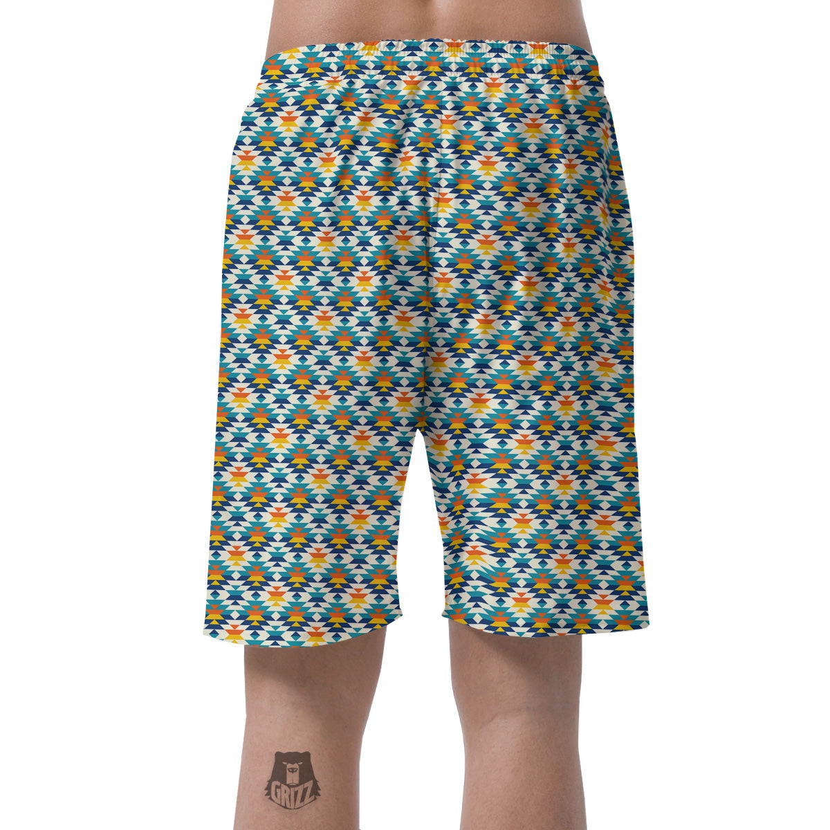 Southwestern Orange And Blue Print Men's Shorts-grizzshop