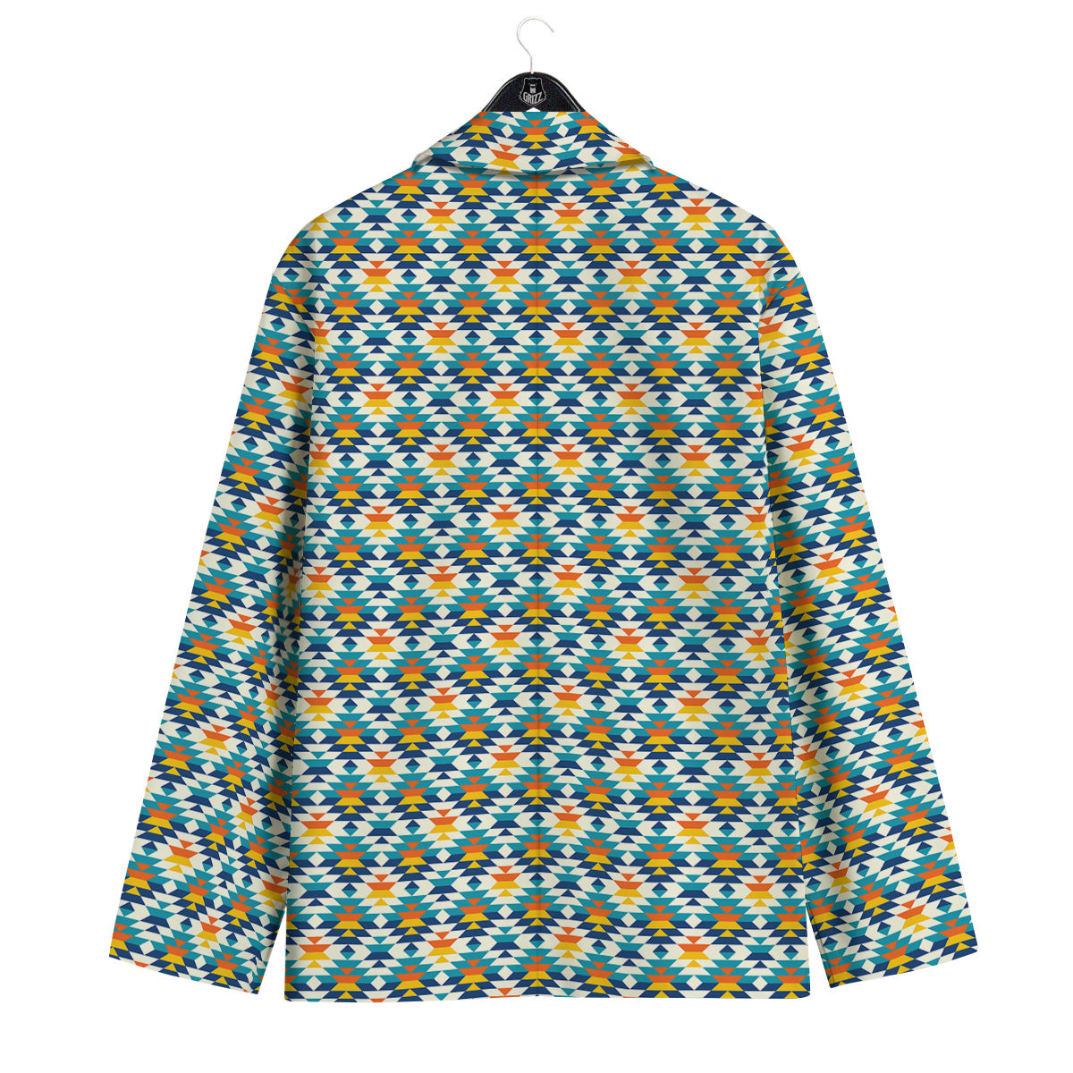 Southwestern Orange And Blue Print Men's Sport Coat-grizzshop