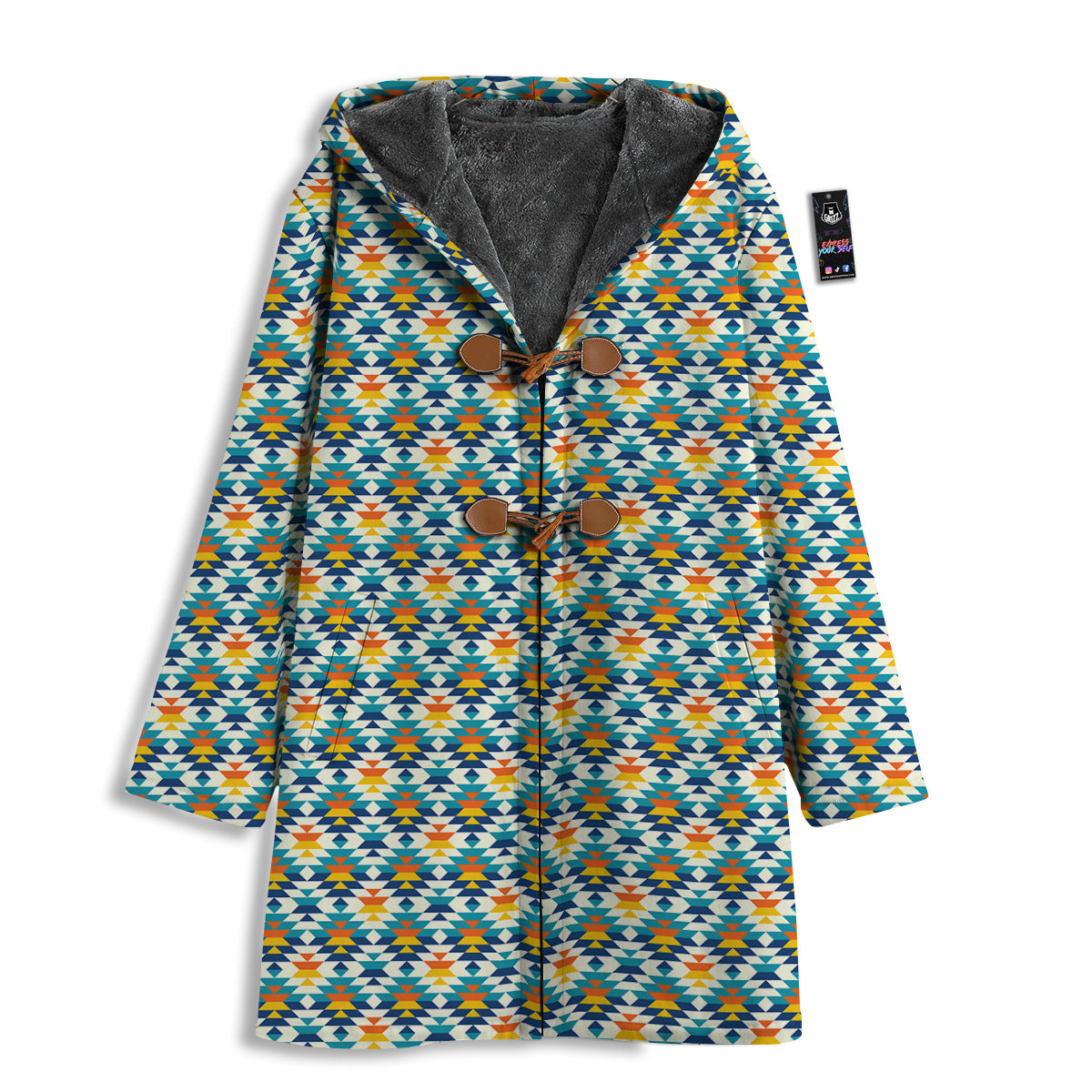 Southwestern Orange And Blue Print Men's Windbreaker Jacket-grizzshop