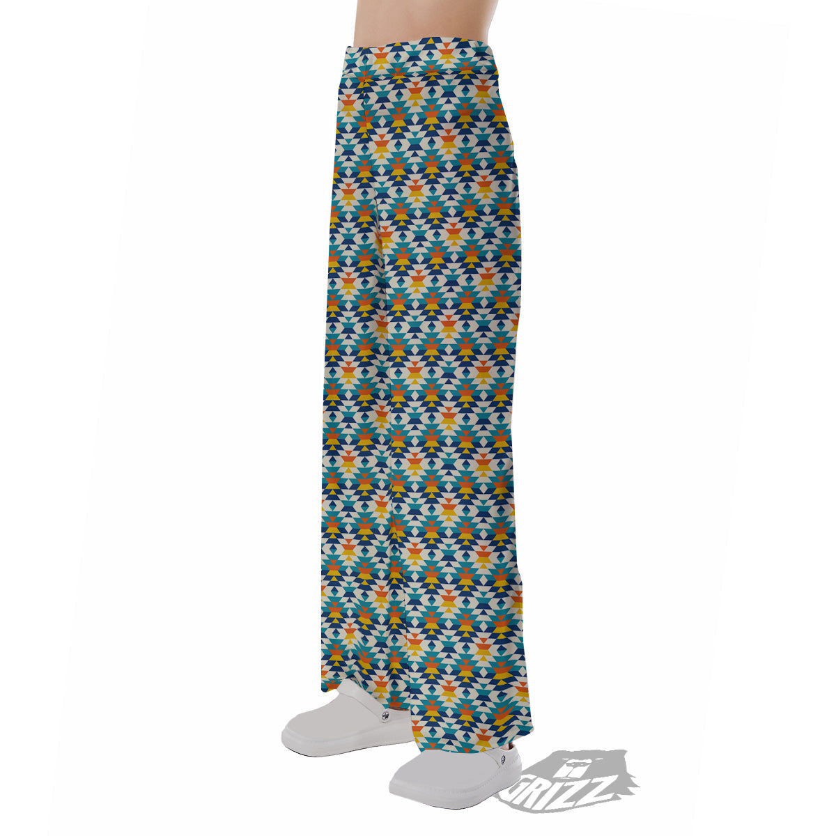 Southwestern Orange And Blue Print Pajama Pants-grizzshop