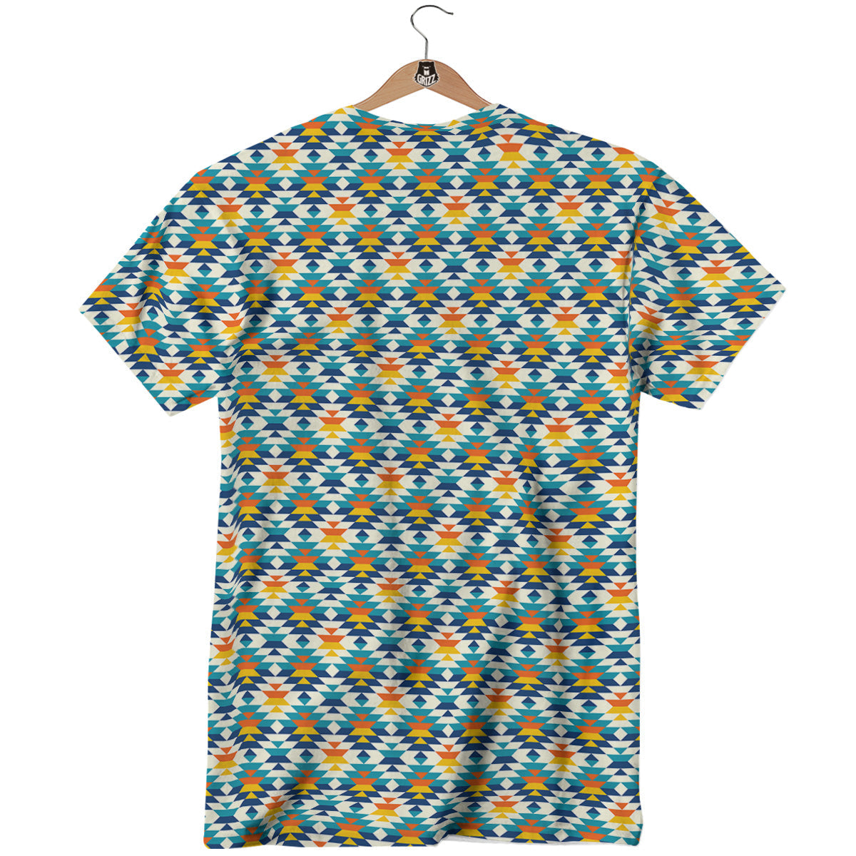 Southwestern Orange And Blue Print T-Shirt-grizzshop