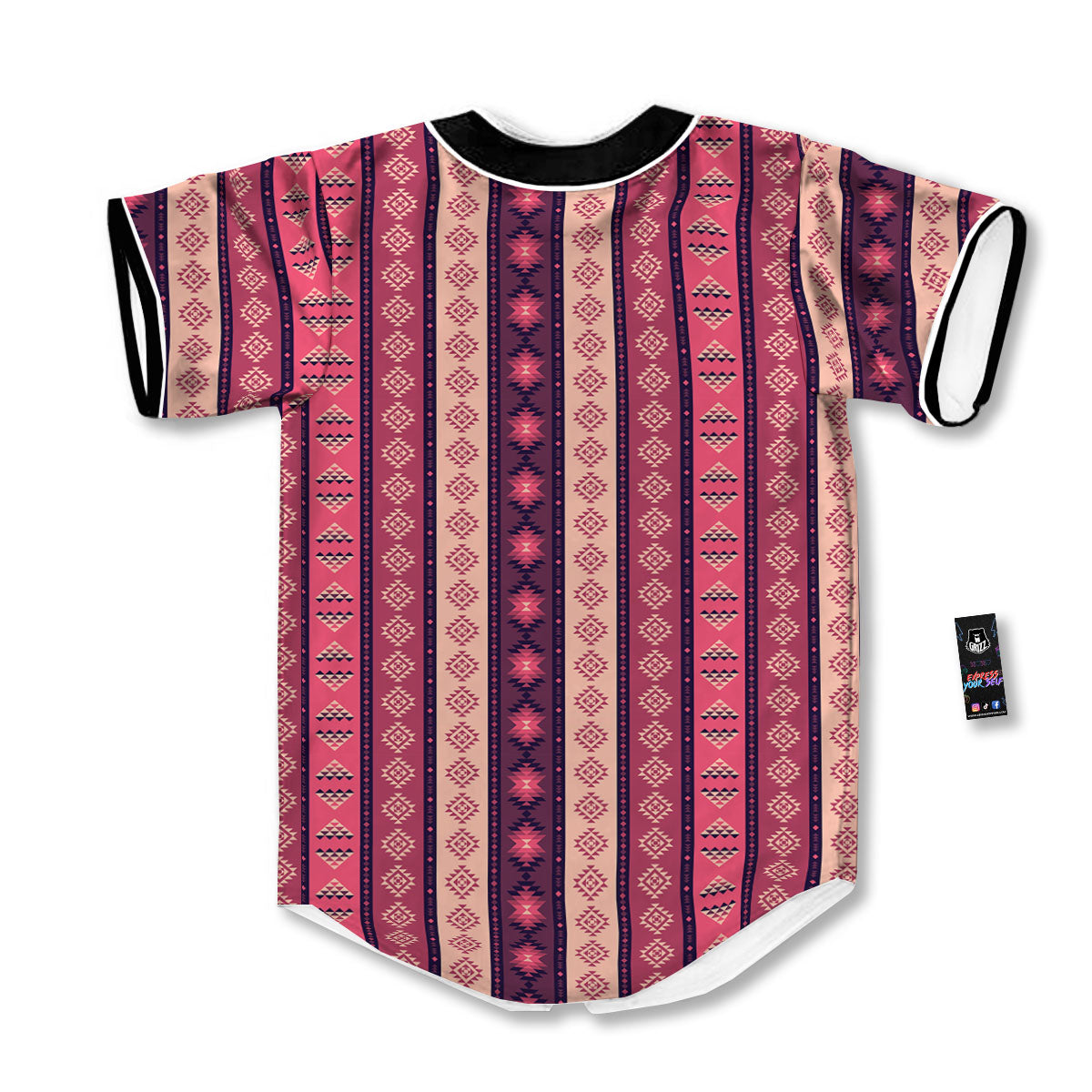 Southwestern Purple And Pink Print Pattern Baseball Jersey-grizzshop