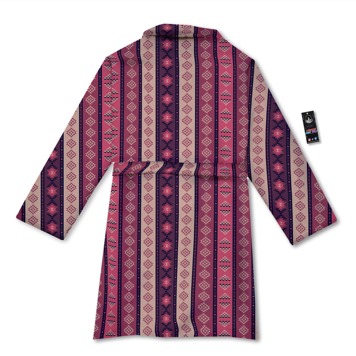 Southwestern Purple And Pink Print Pattern Bathrobe-grizzshop