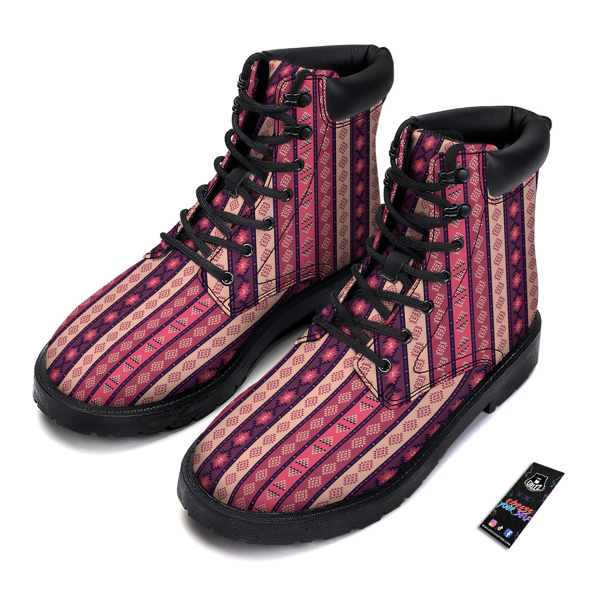 Southwestern Purple And Pink Print Pattern Boots-grizzshop