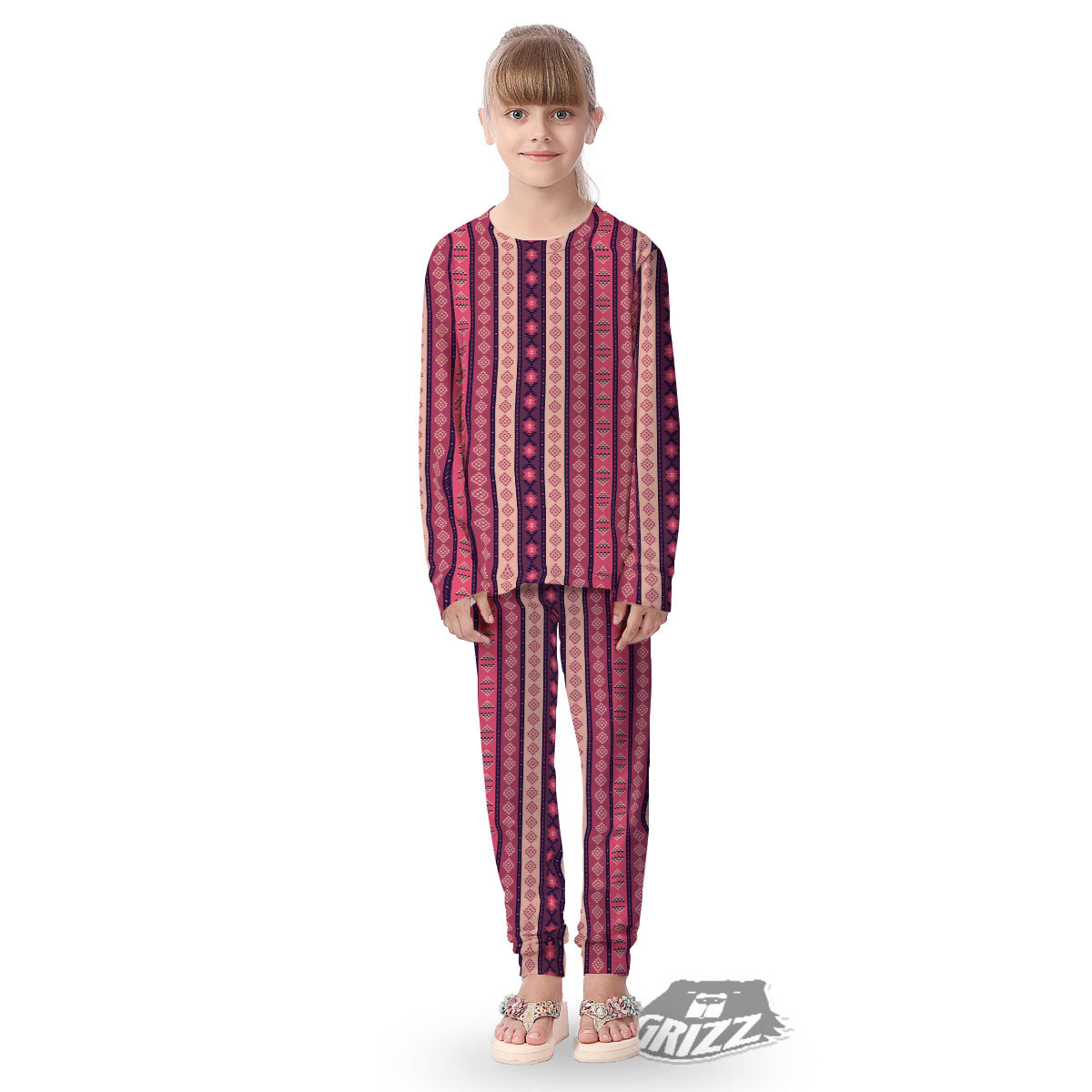 Southwestern Purple And Pink Print Pattern Kid's Pajamas-grizzshop