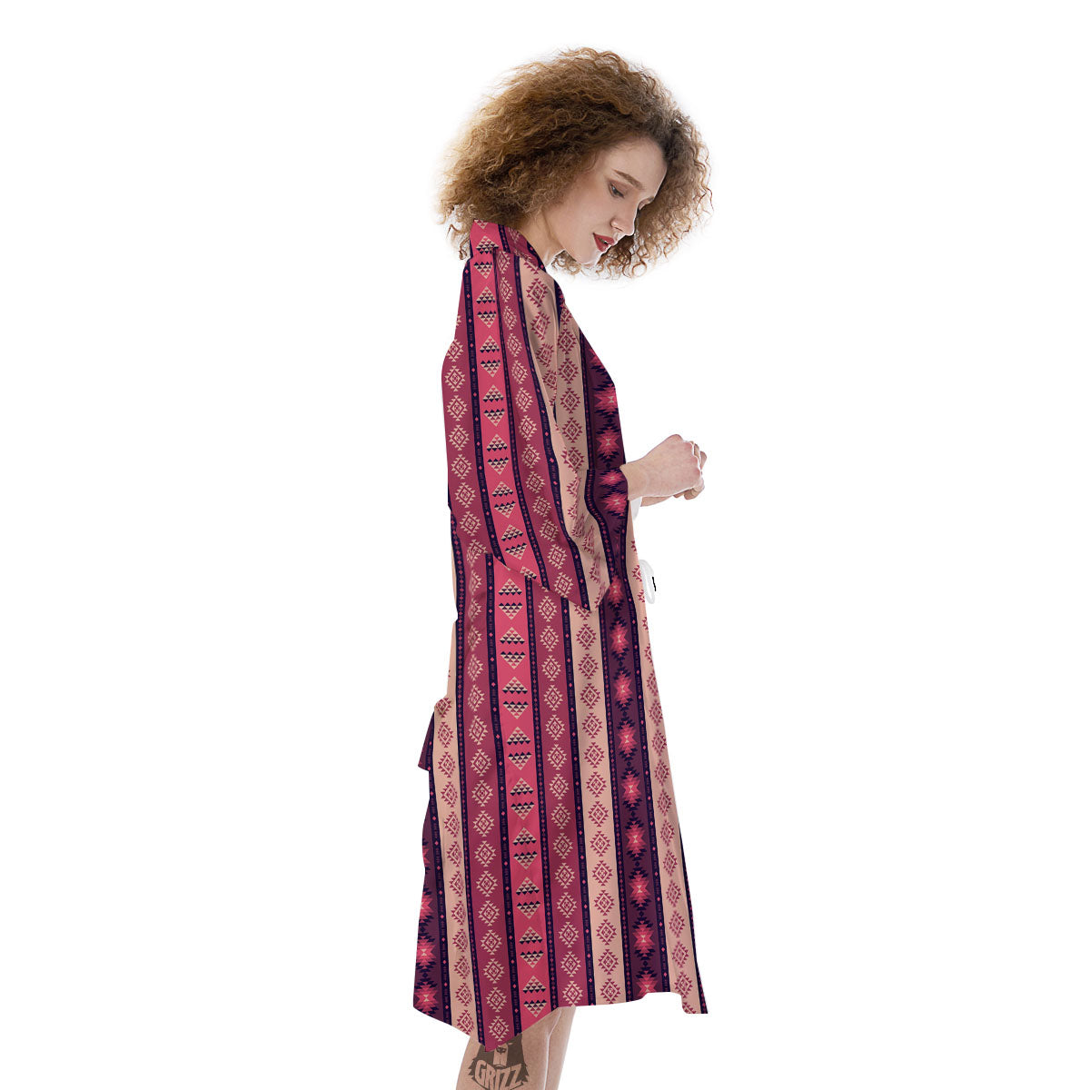 Southwestern Purple And Pink Print Pattern Kimono-grizzshop