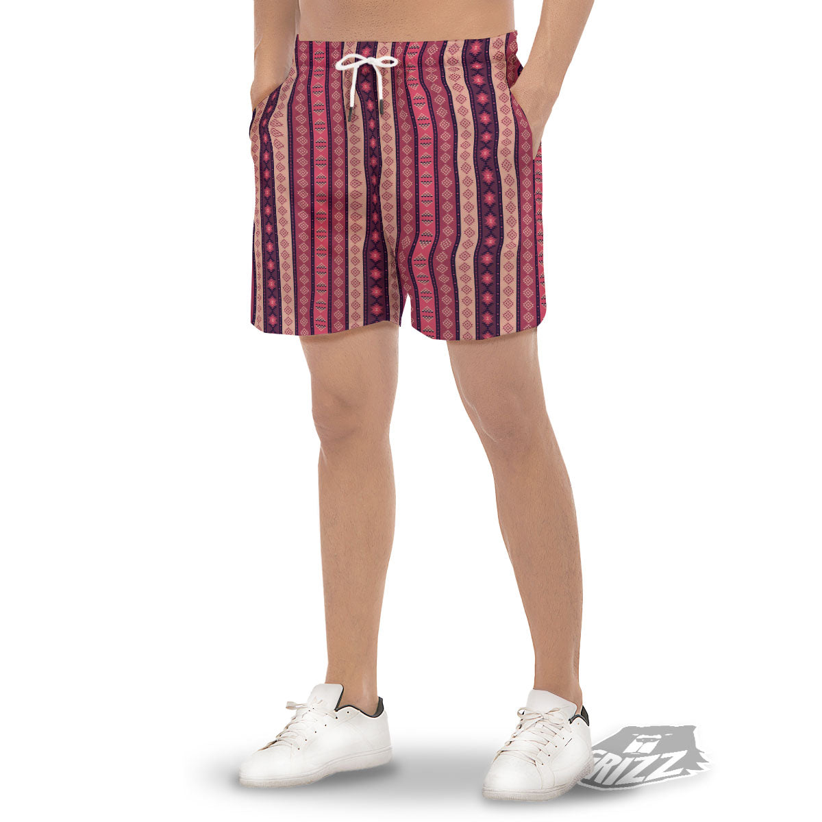 Southwestern Purple And Pink Print Pattern Men's Gym Shorts-grizzshop