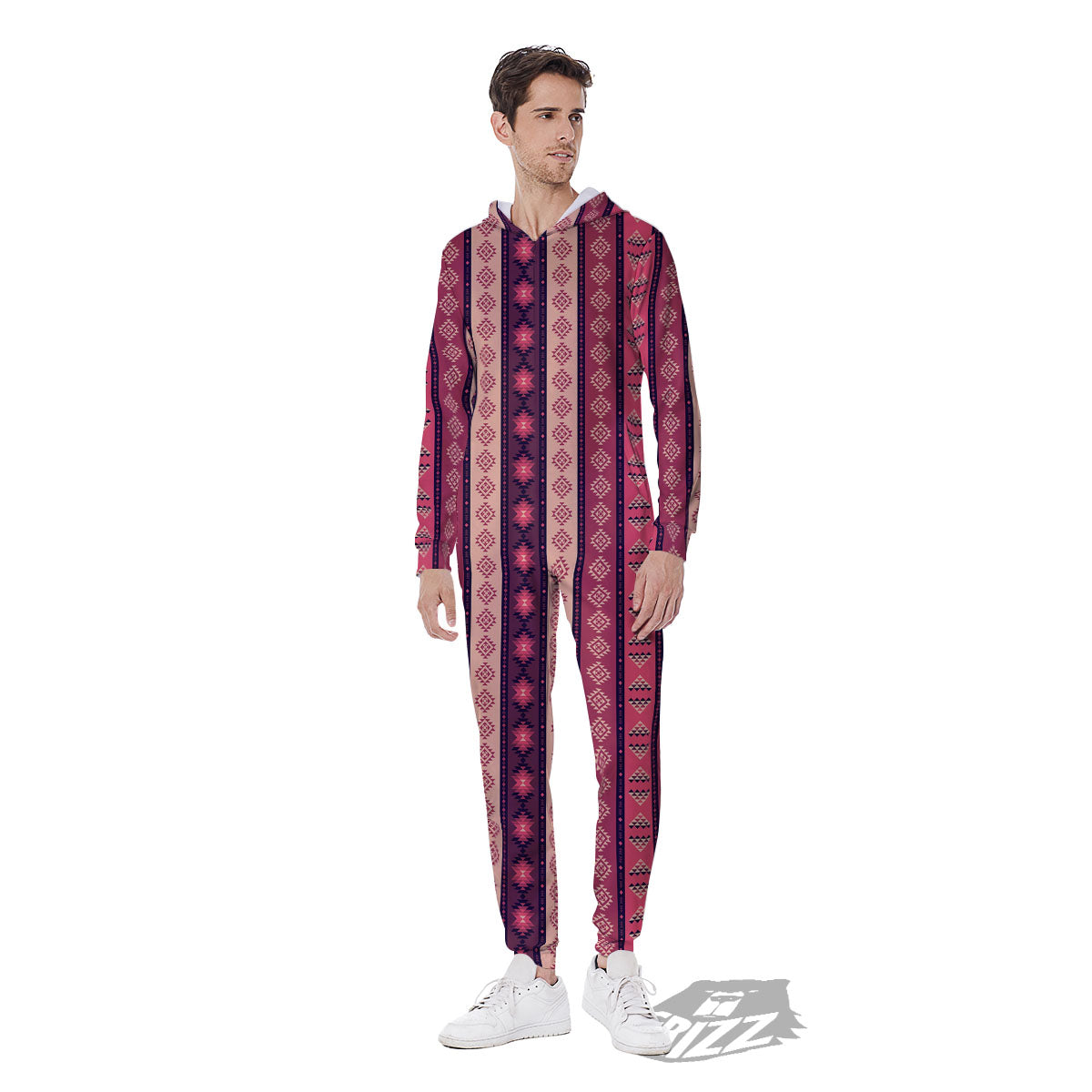 Southwestern Purple And Pink Print Pattern Men's Jumpsuit-grizzshop