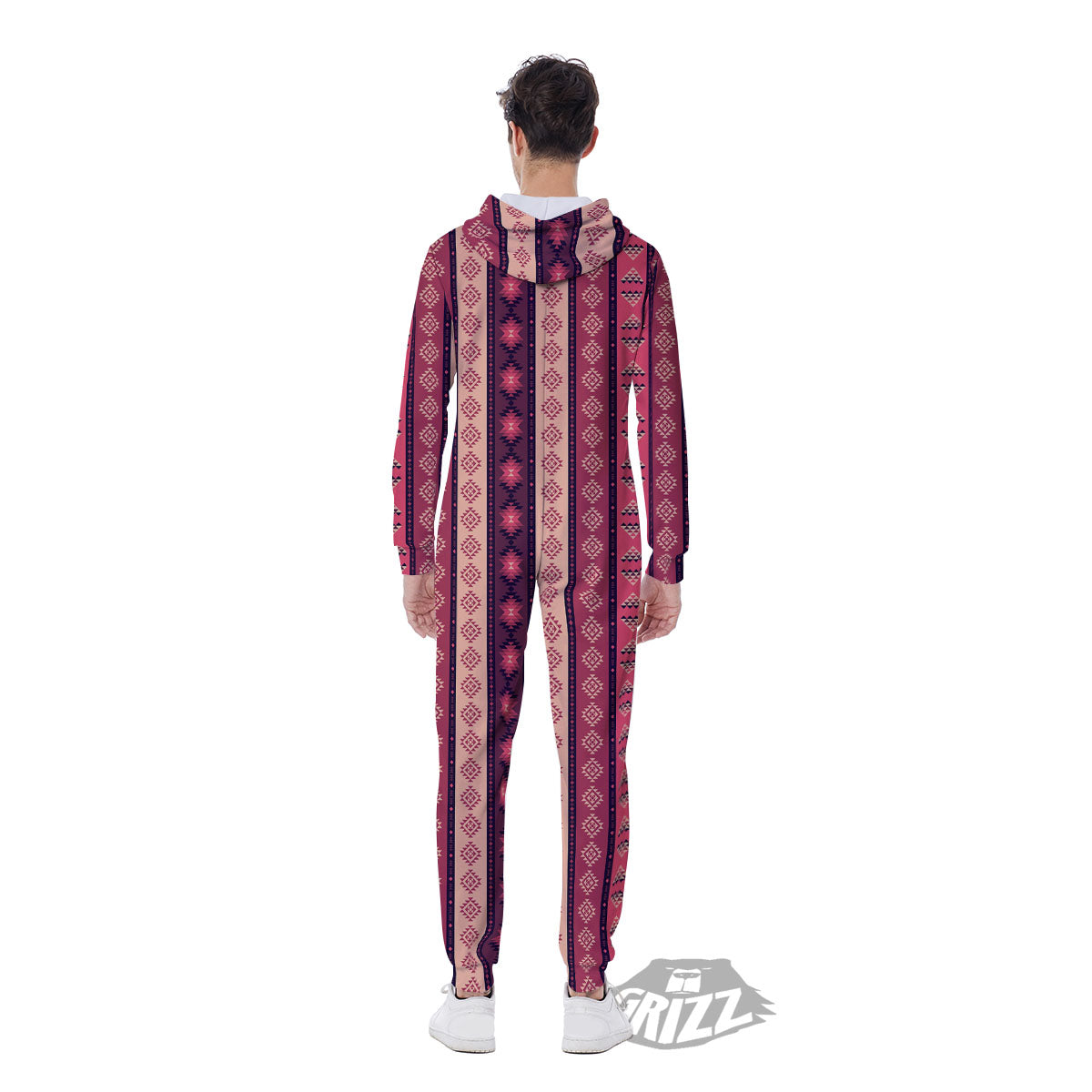 Southwestern Purple And Pink Print Pattern Men's Jumpsuit-grizzshop