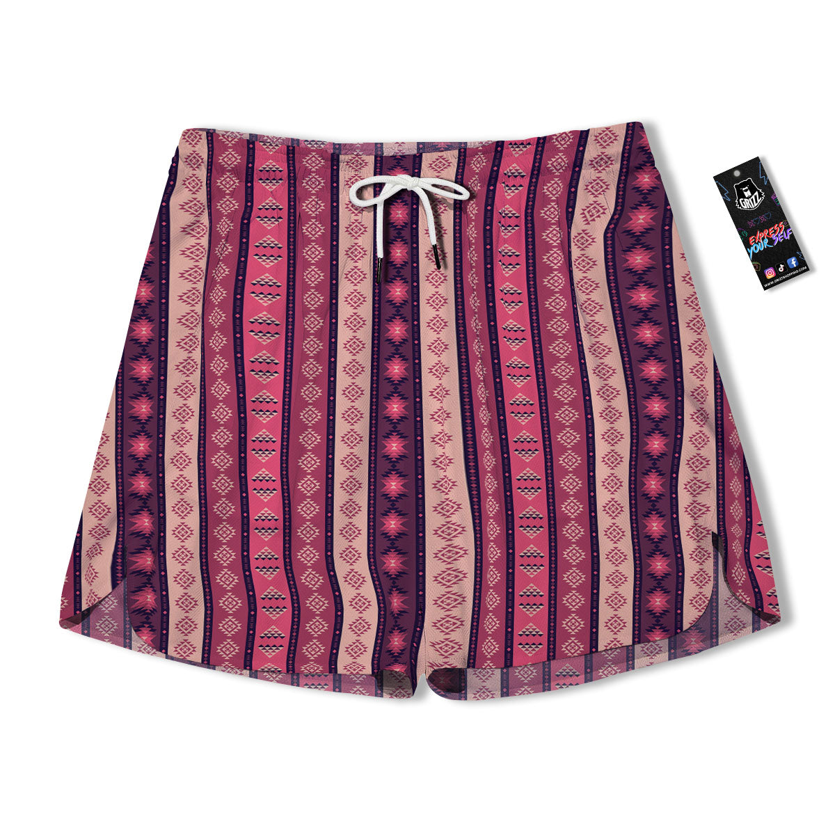 Southwestern Purple And Pink Print Pattern Men's Running Shorts-grizzshop