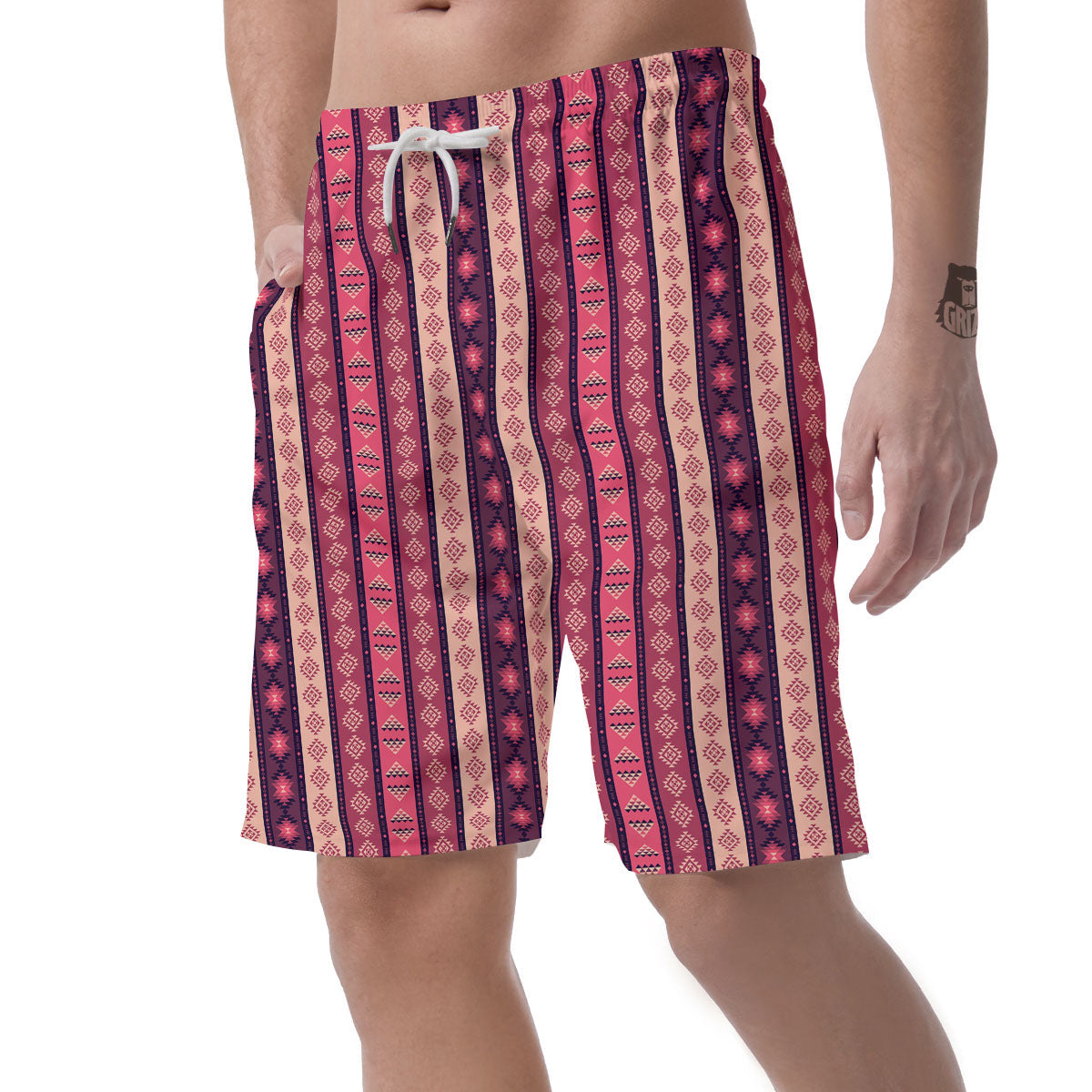 Southwestern Purple And Pink Print Pattern Men's Shorts-grizzshop