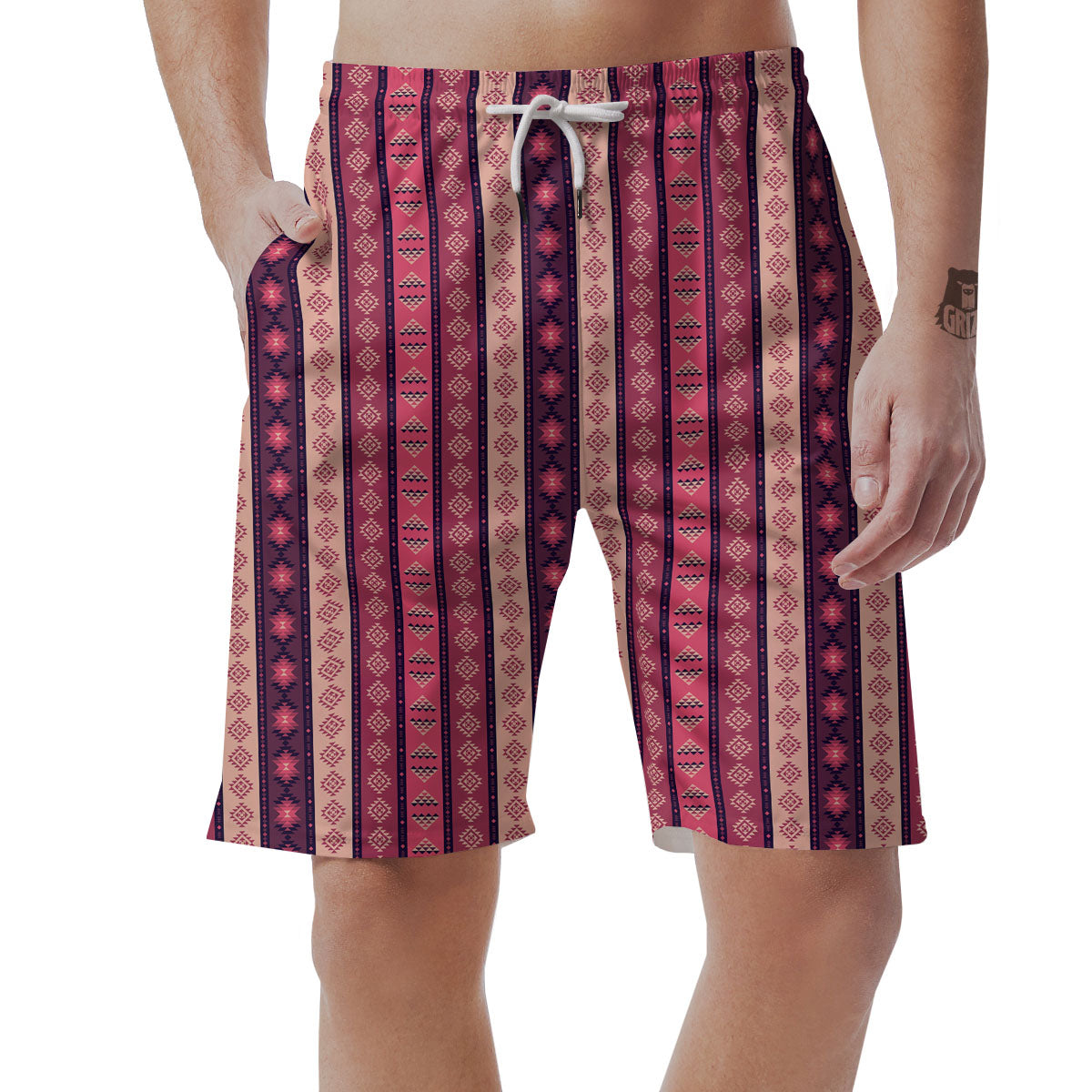 Southwestern Purple And Pink Print Pattern Men's Shorts-grizzshop