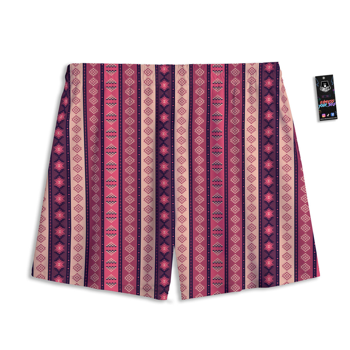 Southwestern Purple And Pink Print Pattern Mesh Shorts