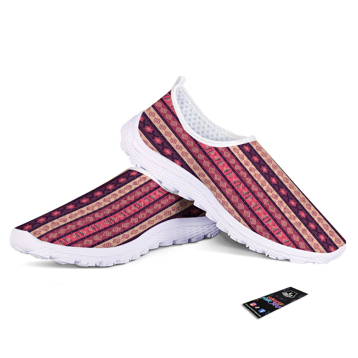 Southwestern Purple And Pink Print Pattern Nurse Shoes-grizzshop