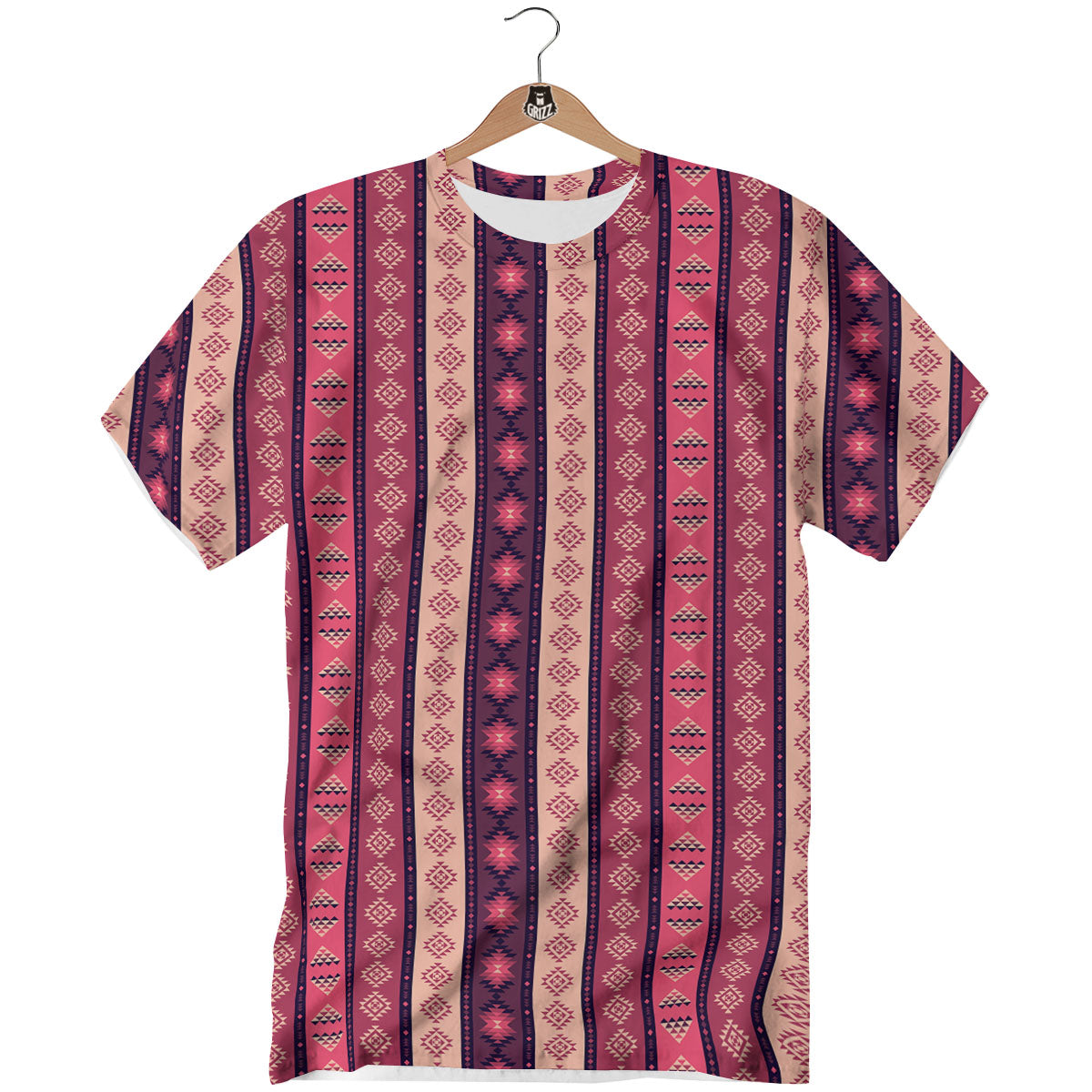 Southwestern Purple And Pink Print Pattern T-Shirt-grizzshop