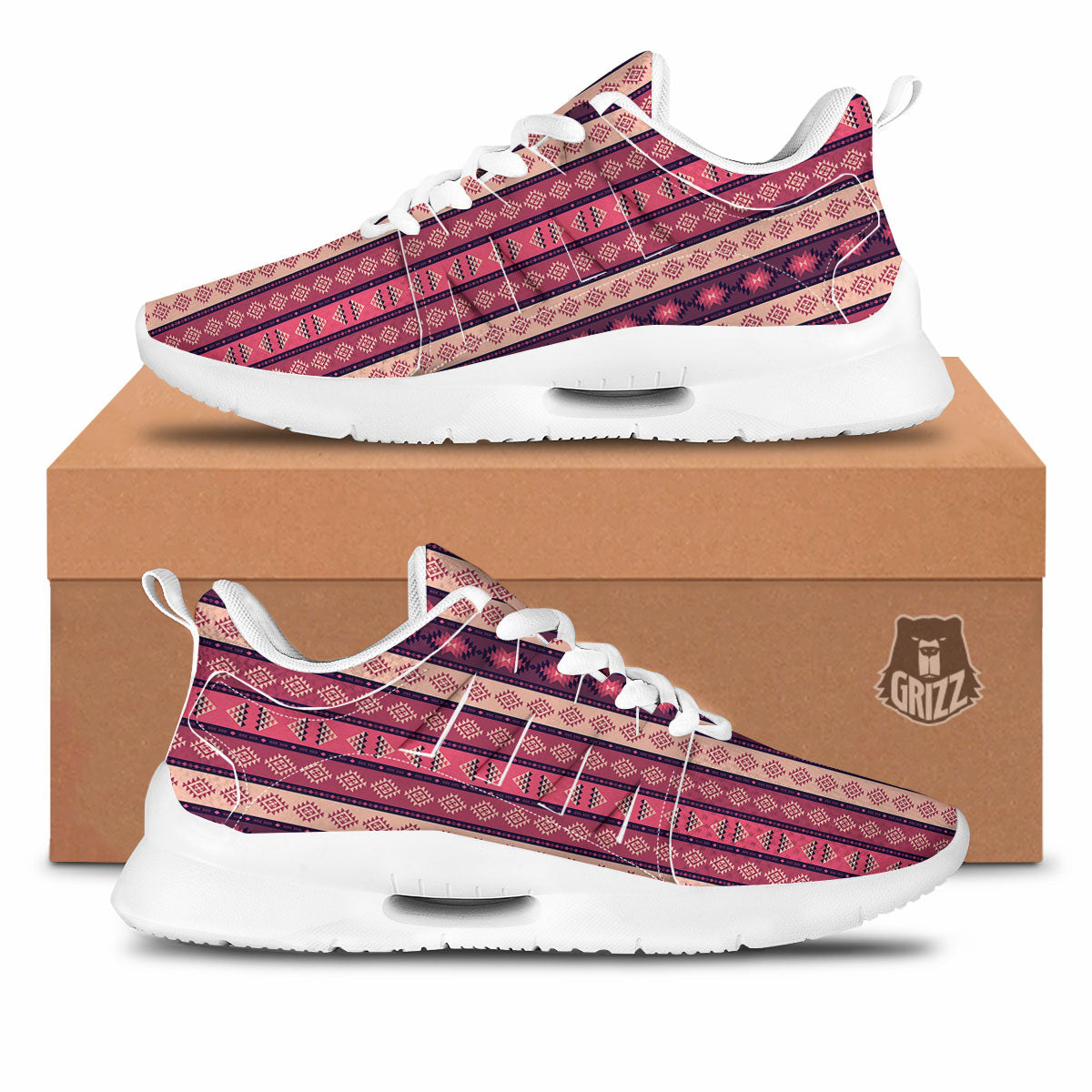 Southwestern Purple And Pink Print Pattern Tennis Shoes-grizzshop