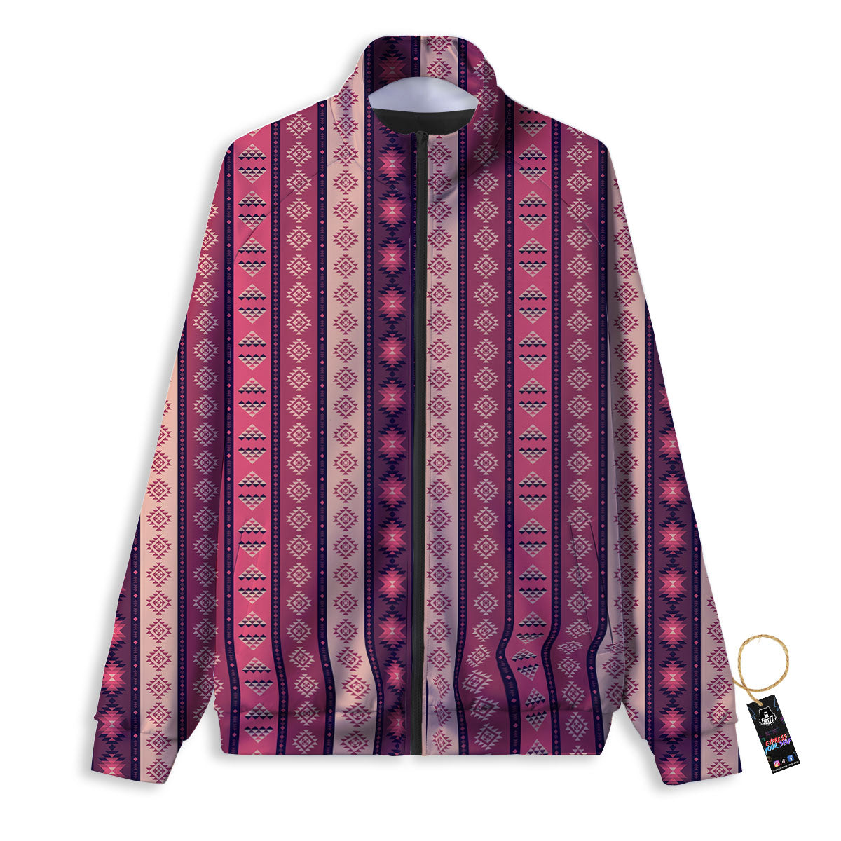 Southwestern Purple And Pink Print Pattern Track Jacket-grizzshop