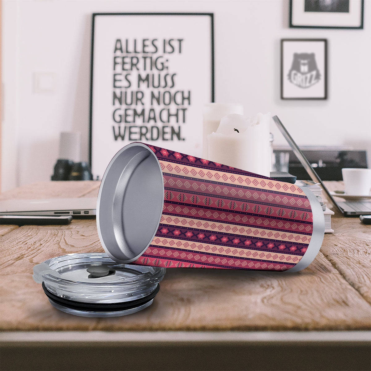 Southwestern Purple And Pink Print Pattern Tumbler-grizzshop