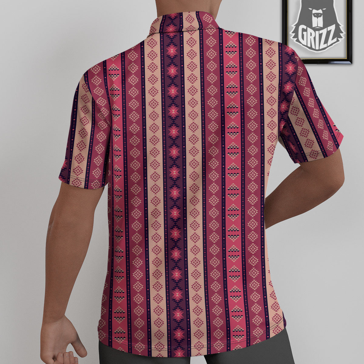 Southwestern Purple And Pink Print Pattern Untucked Shirts-grizzshop