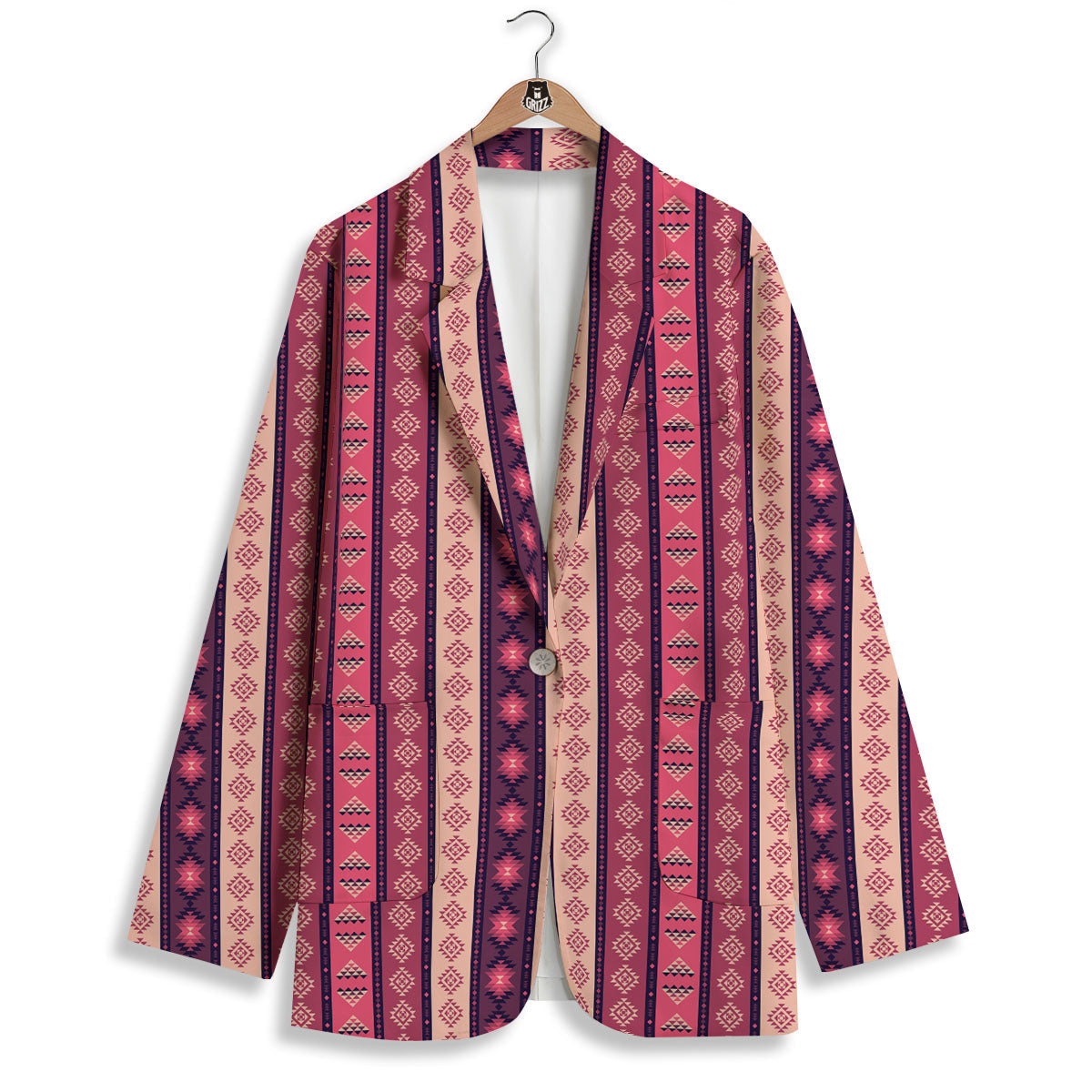 Southwestern Purple And Pink Print Pattern Women's Blazer-grizzshop