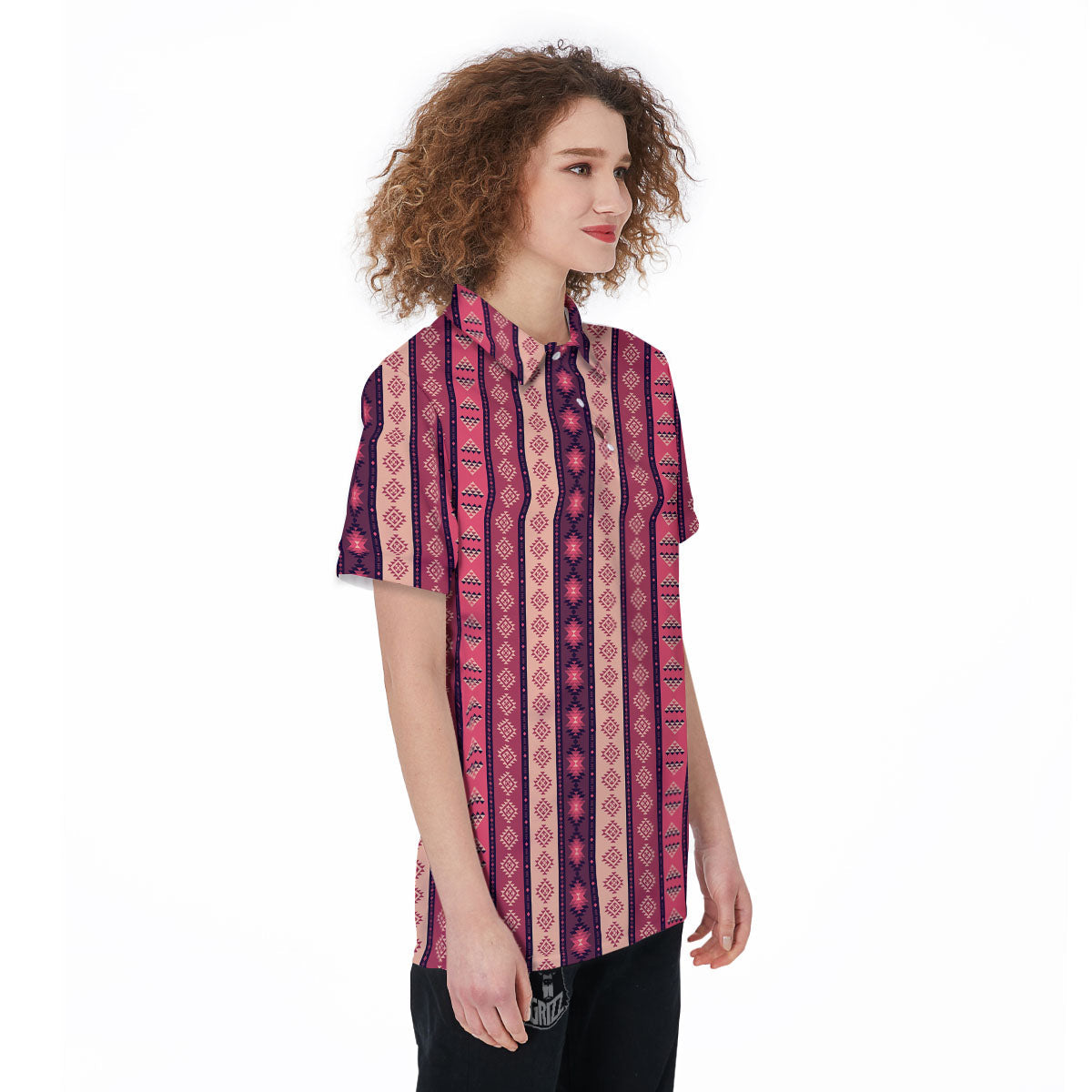 Southwestern Purple And Pink Print Pattern Women's Golf Shirts-grizzshop