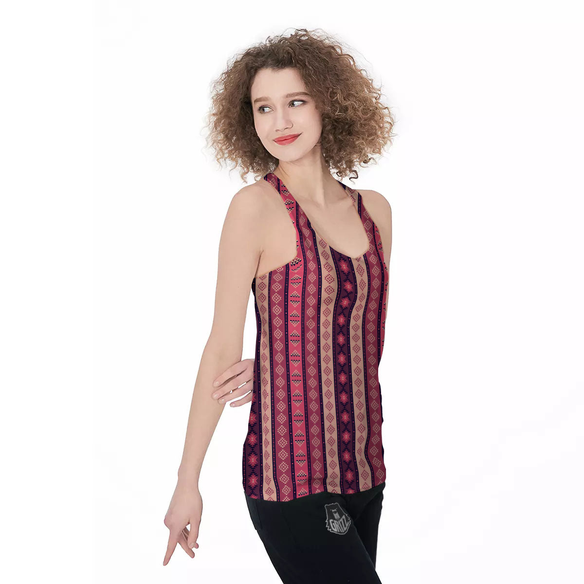 Southwestern Purple And Pink Print Pattern Women's Racerback Tank Top-grizzshop