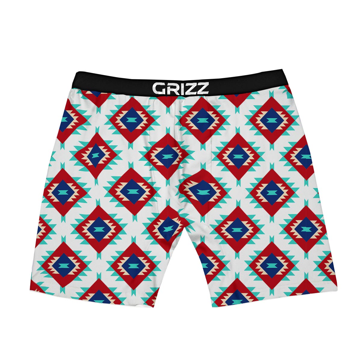 Southwestern Teal And Red Print Pattern Boxer Briefs-grizzshop