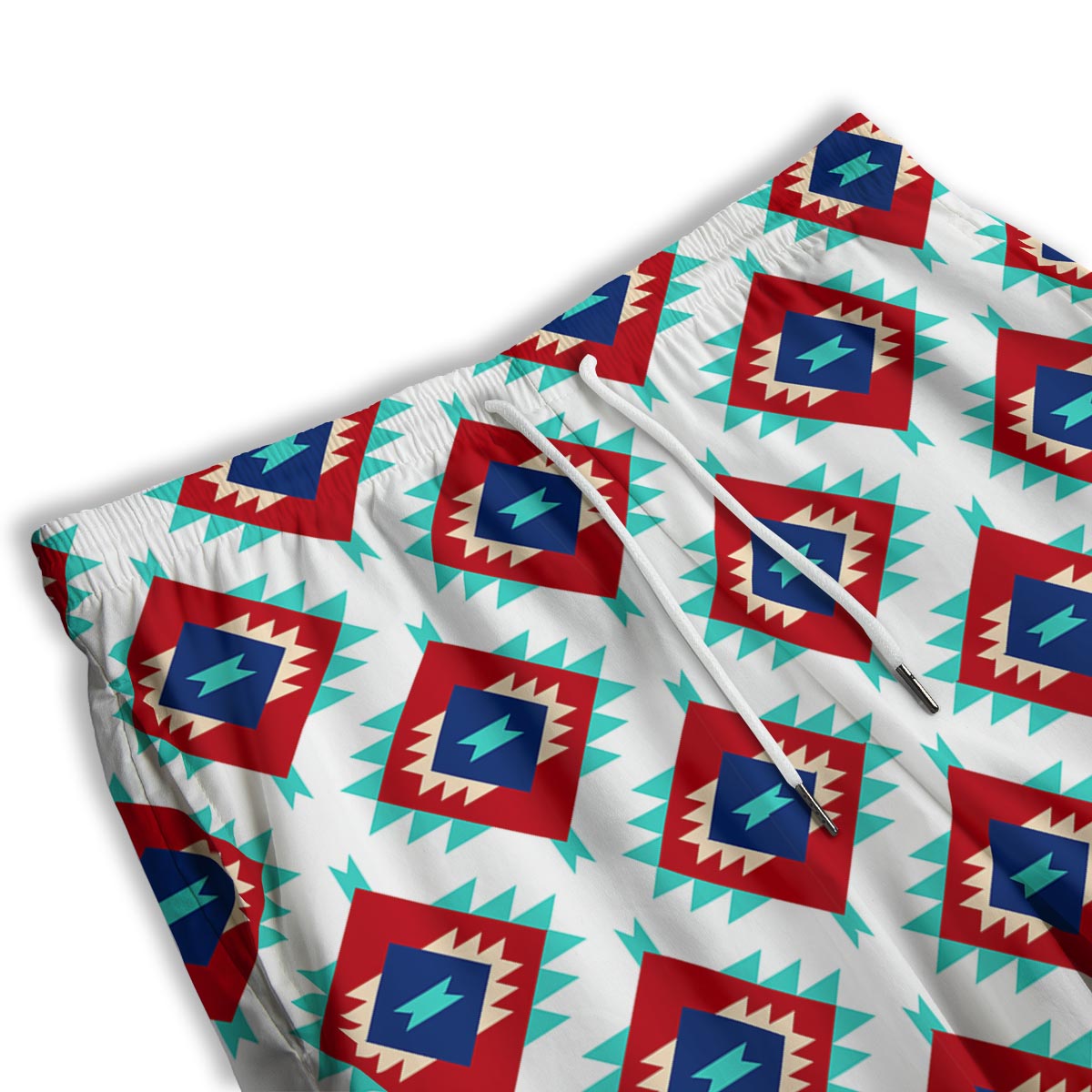 Southwestern Teal And Red Print Pattern Men's Athletic Shorts