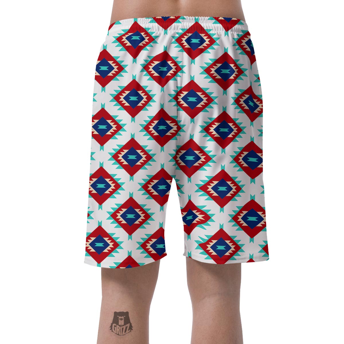 Southwestern Teal And Red Print Pattern Men's Shorts-grizzshop