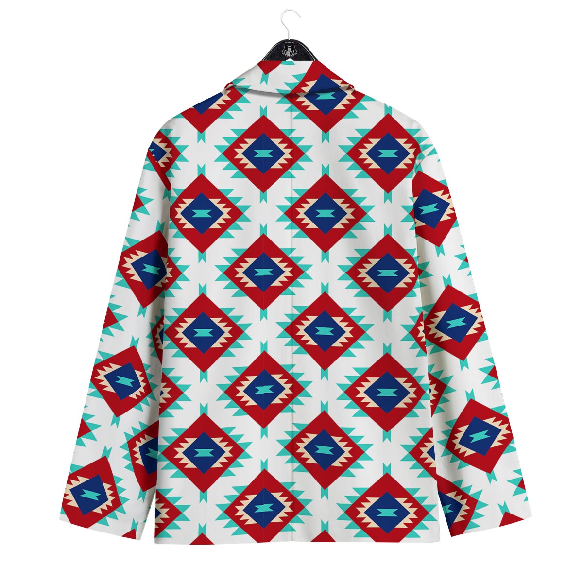 Southwestern Teal And Red Print Pattern Men's Sport Coat-grizzshop