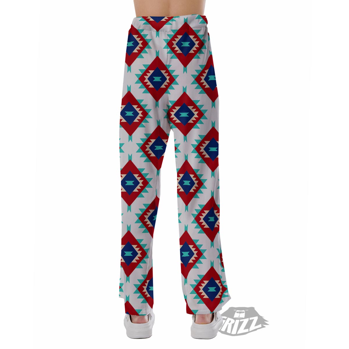 Southwestern Teal And Red Print Pattern Pajama Pants-grizzshop