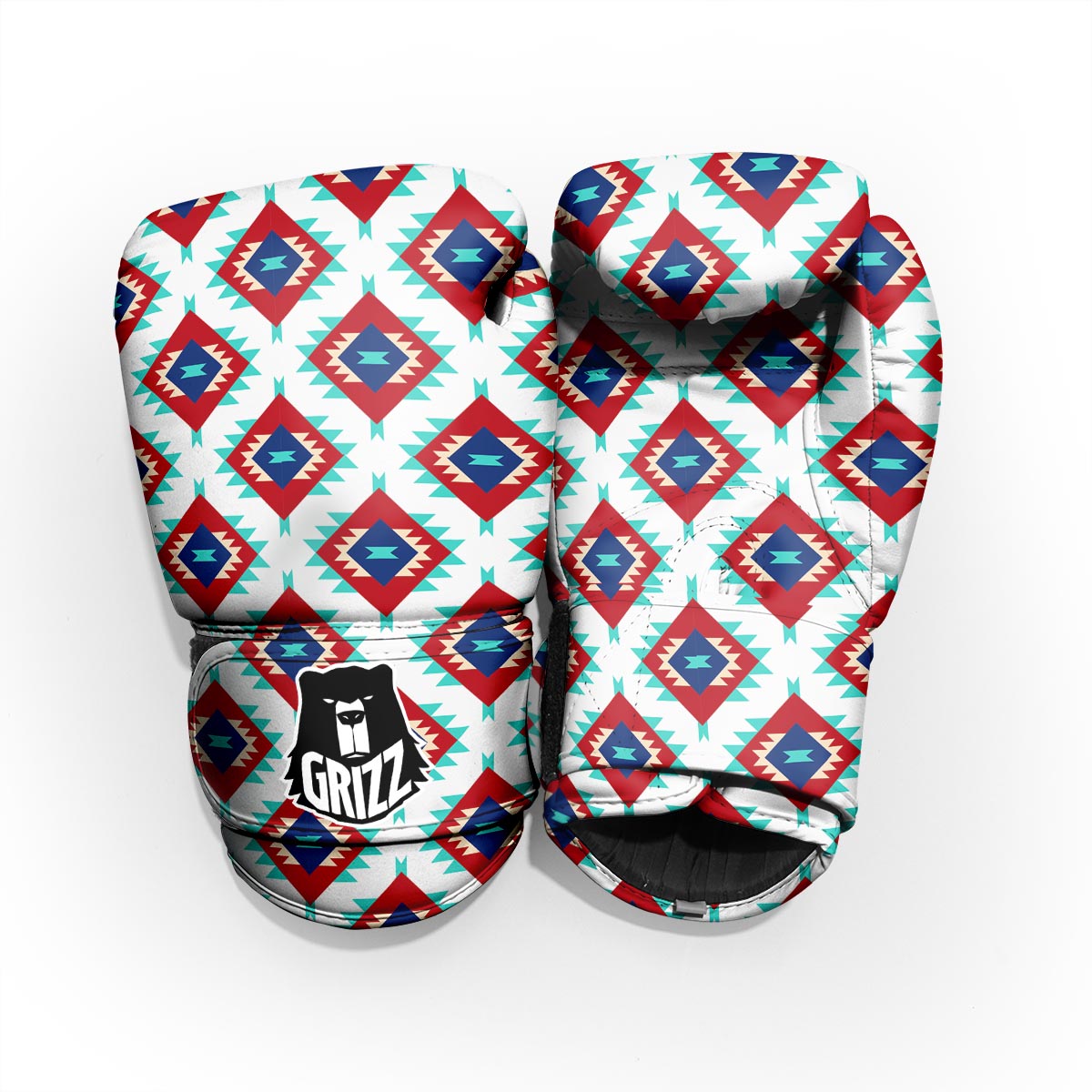 Southwestern Teal And Red Print Pattern Pro Boxing Glove