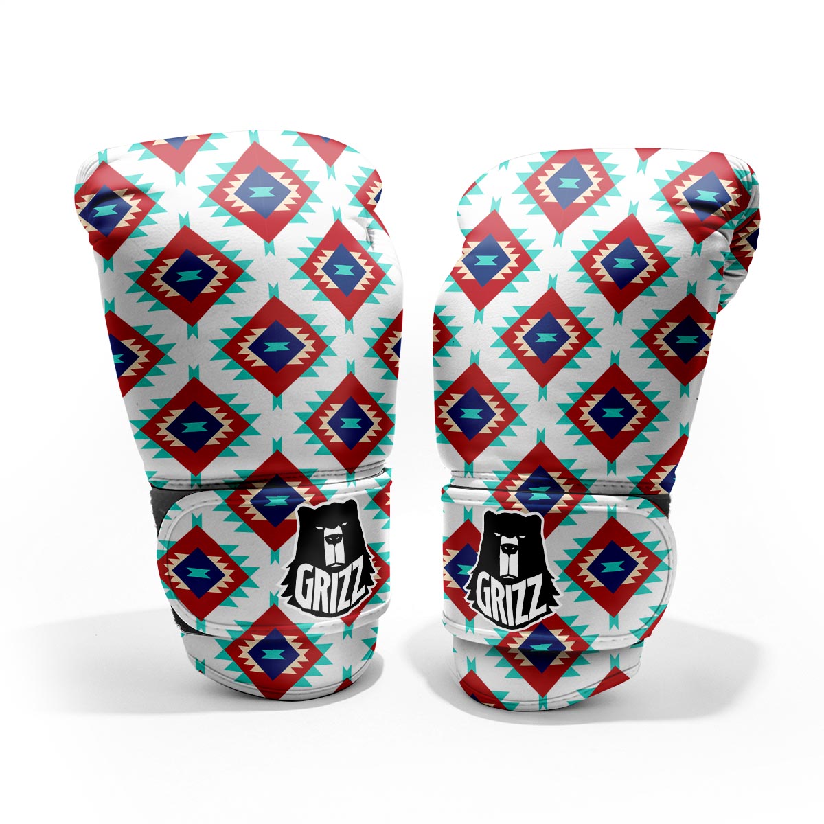 Southwestern Teal And Red Print Pattern Pro Boxing Glove