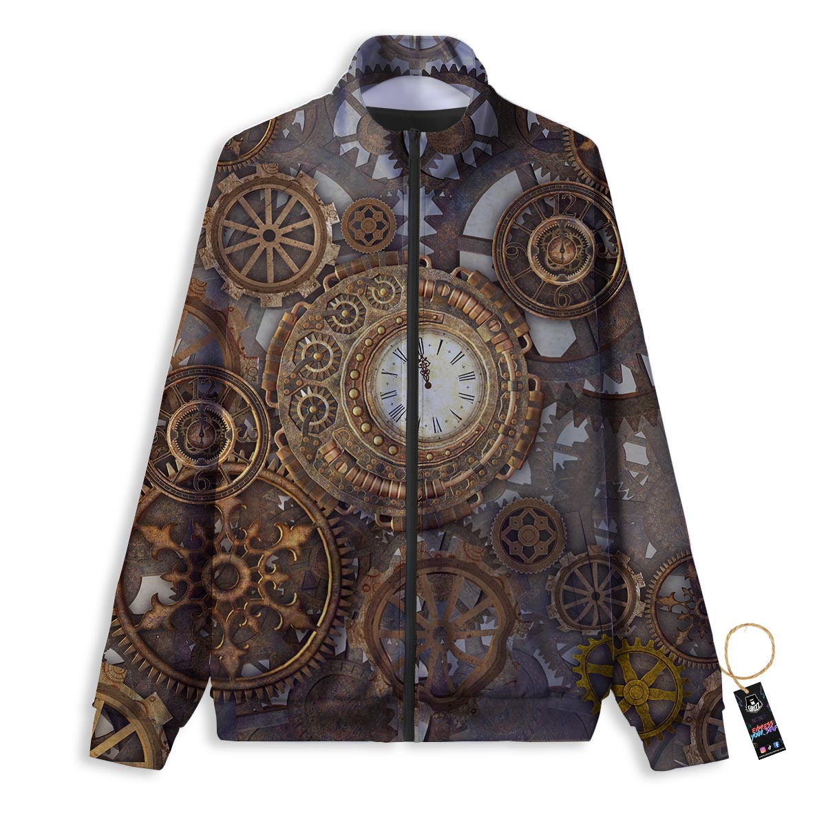 Southwestern Teal And Red Print Pattern Track Jacket-grizzshop