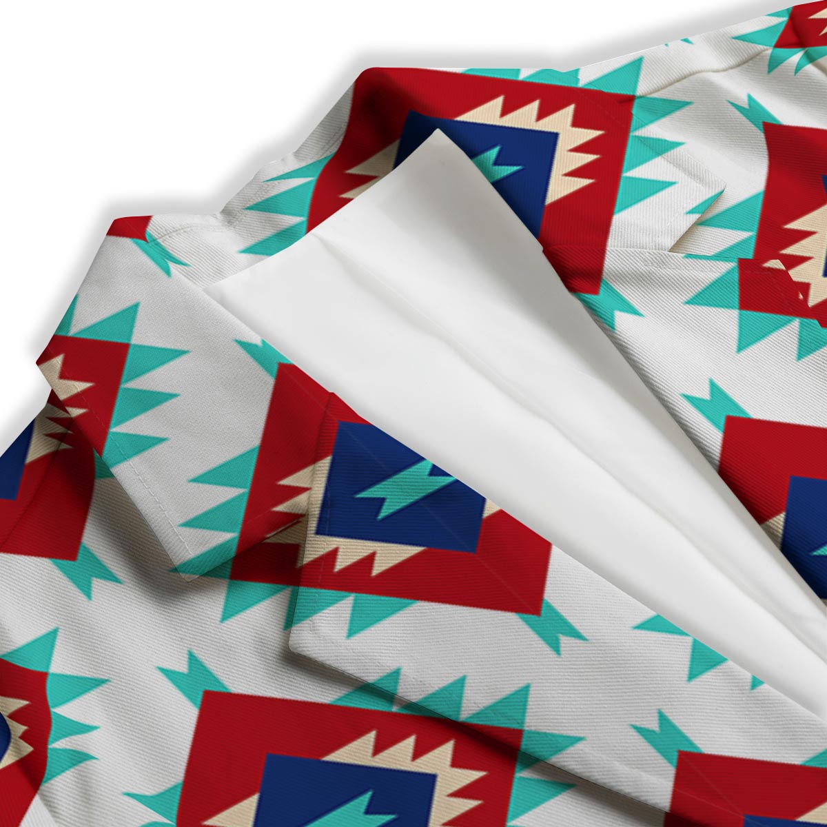 Southwestern Teal And Red Print Pattern Women's Blazer-grizzshop