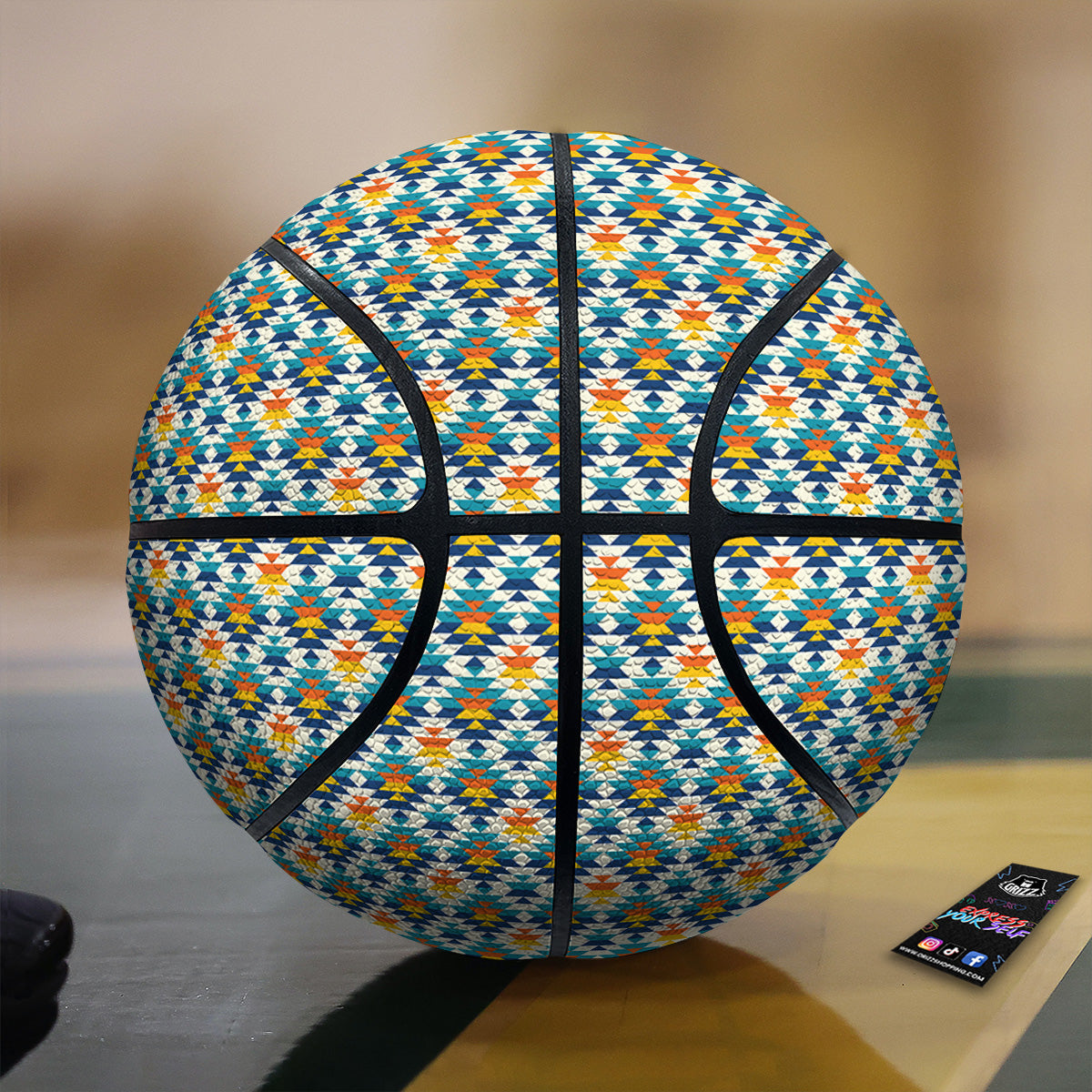 Southwestern Orange And Blue Print Basketball