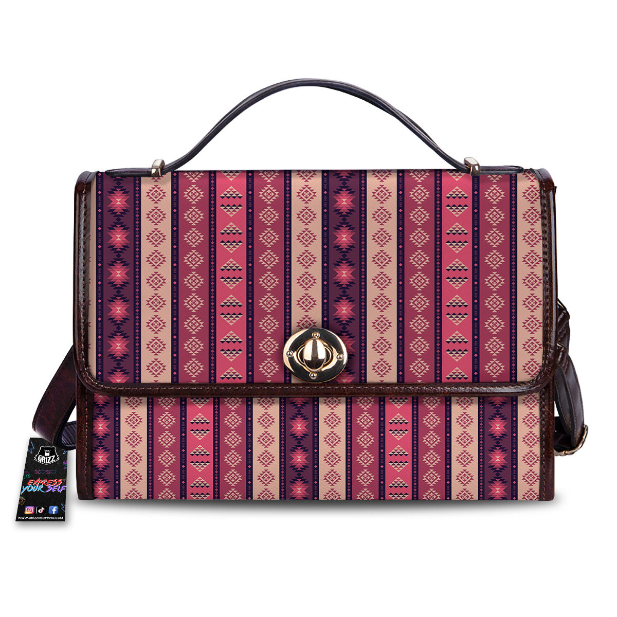 Southwestern Purple And Pink Print Pattern Women's Satchel Bag