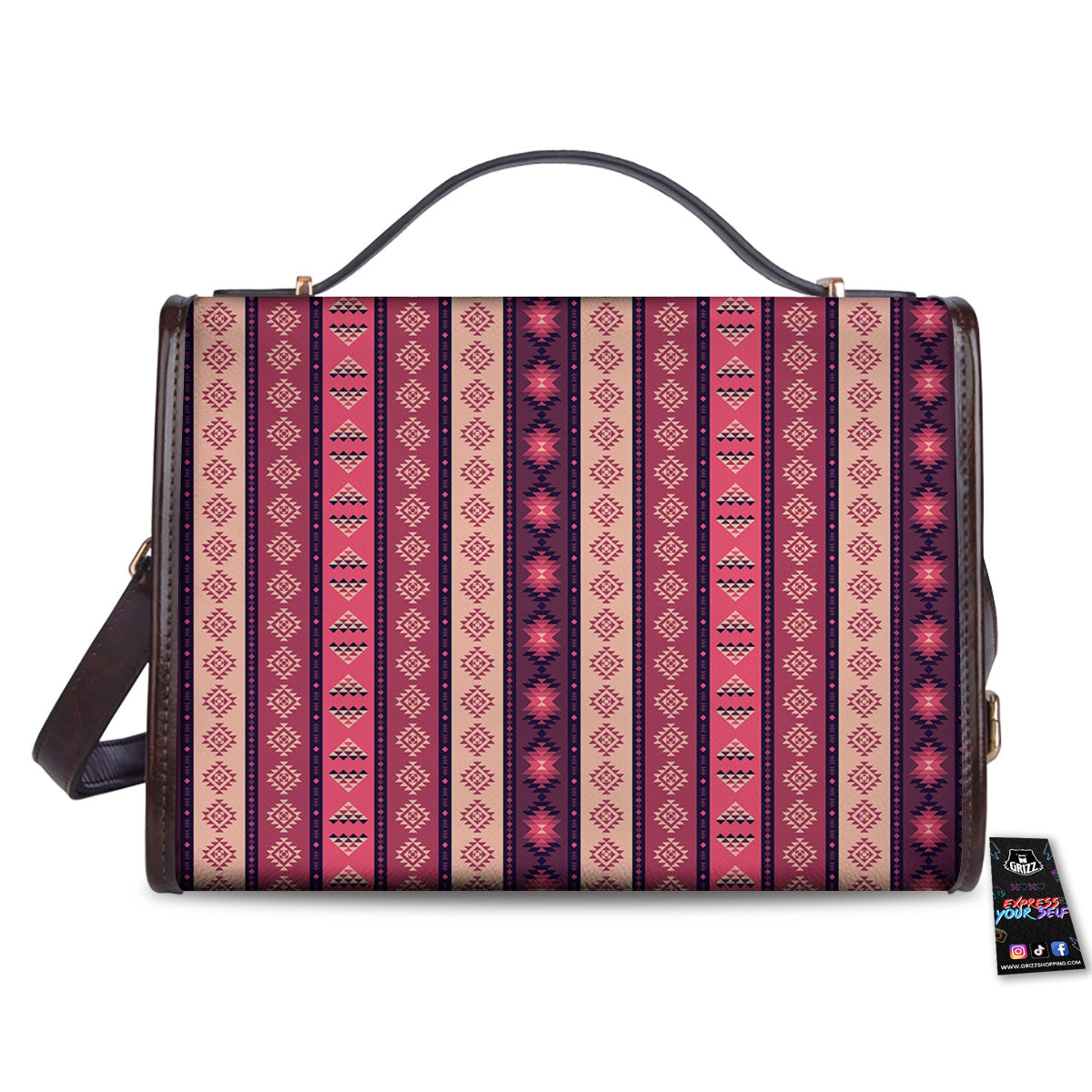 Southwestern Purple And Pink Print Pattern Women's Satchel Bag